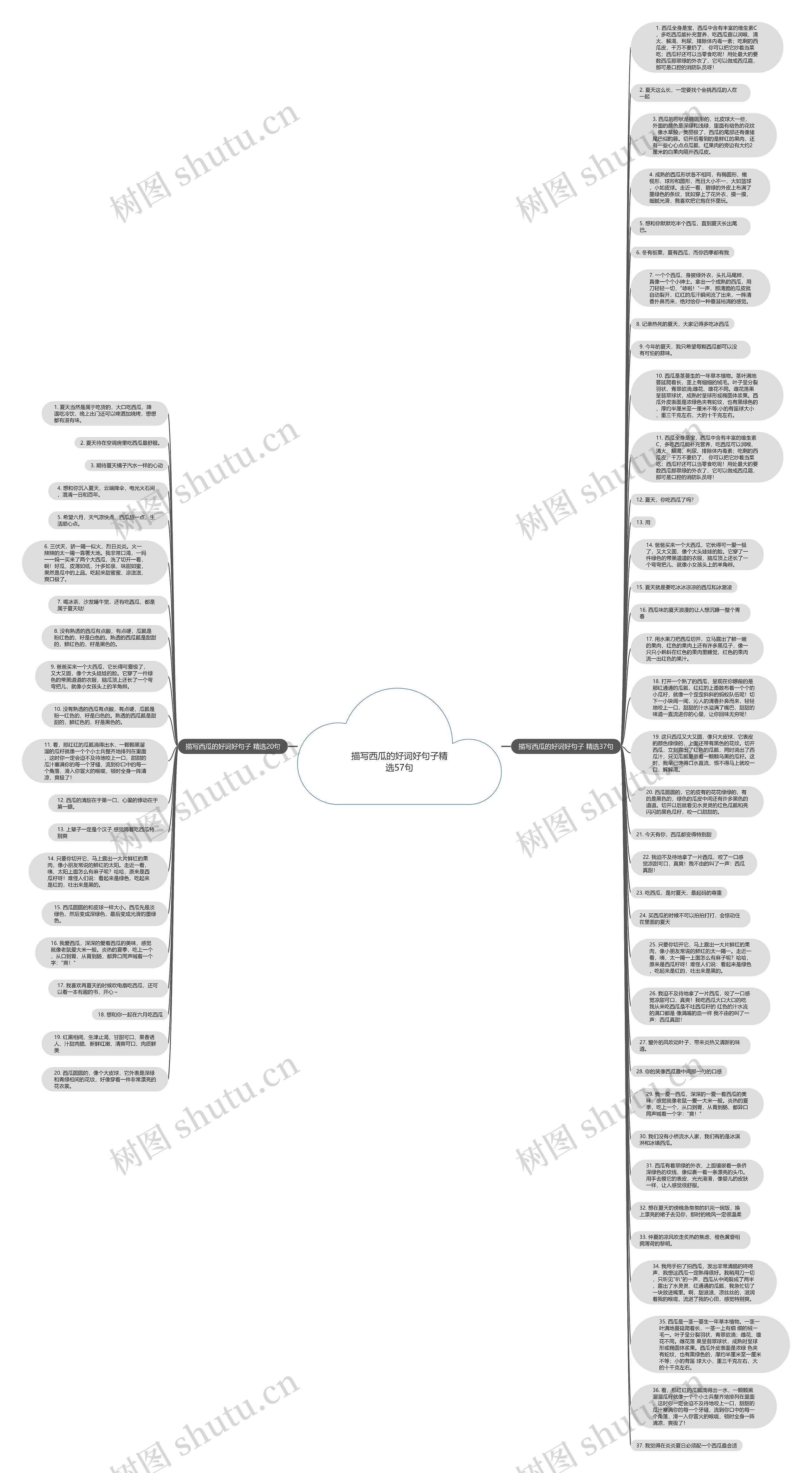 描写西瓜的好词好句子精选57句思维导图