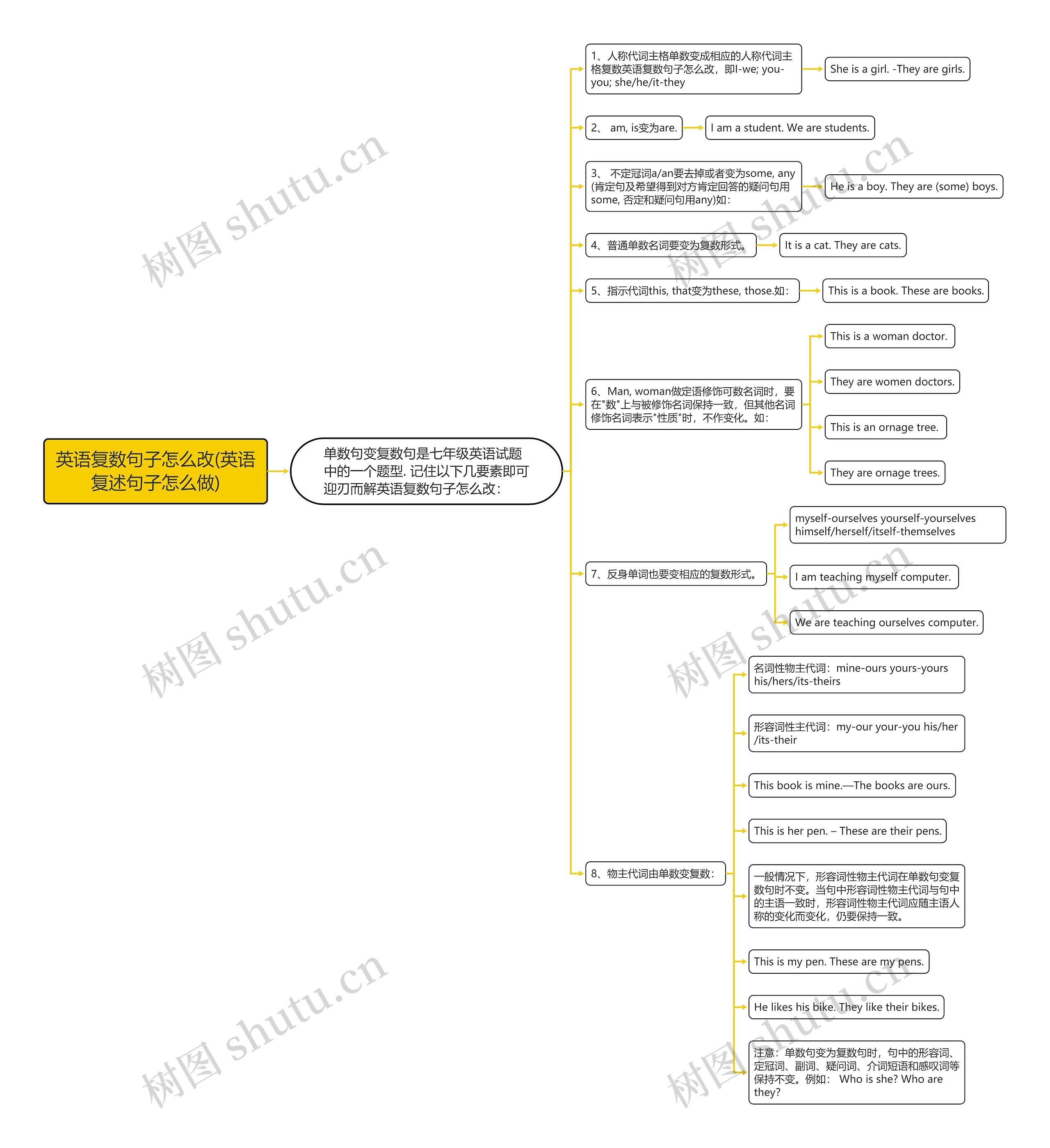 英语复数句子怎么改(英语复述句子怎么做)思维导图