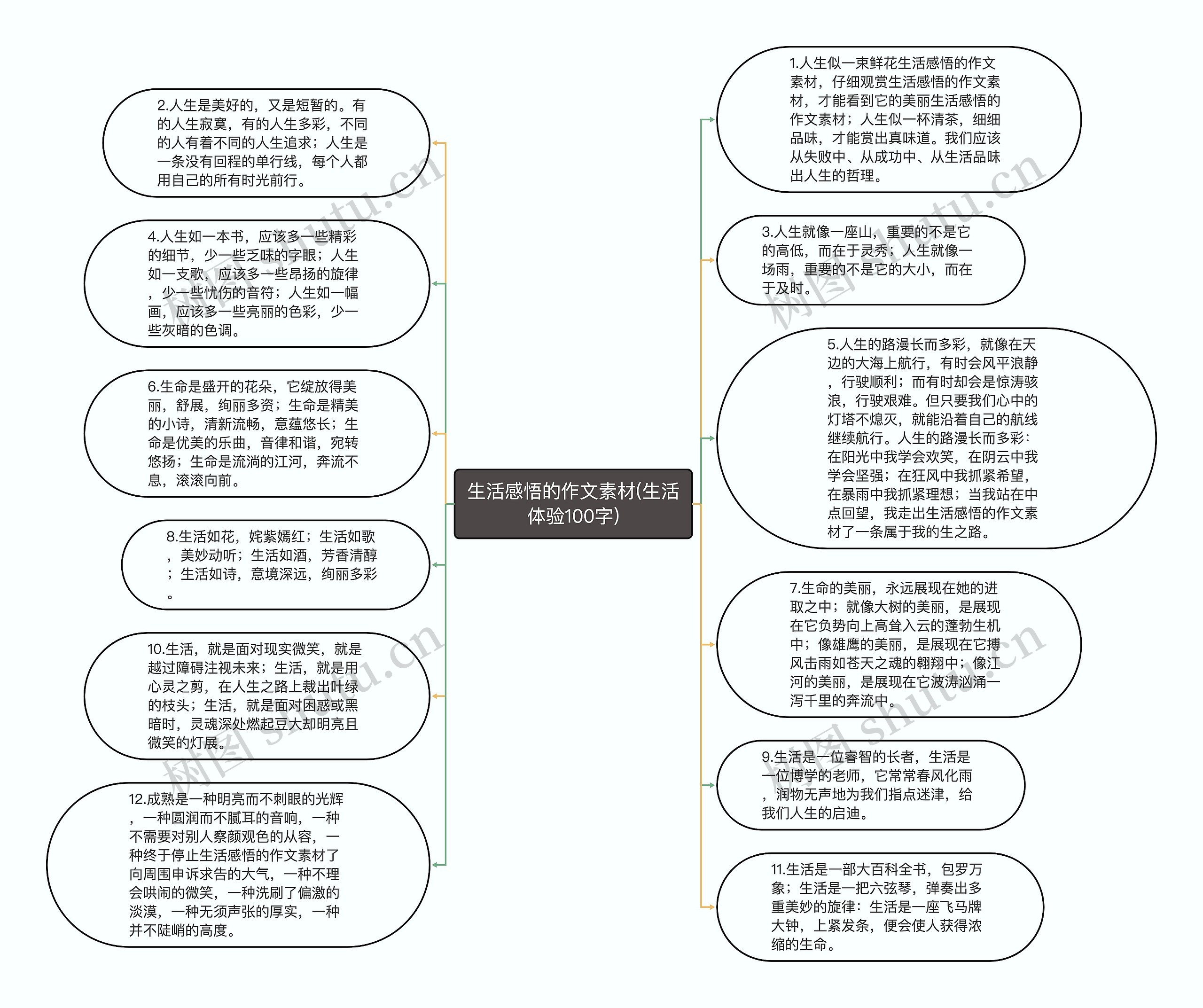 生活感悟的作文素材(生活体验100字)思维导图