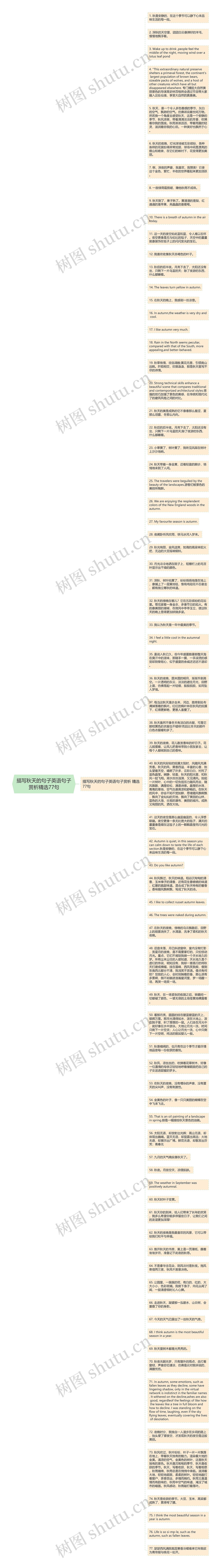 描写秋天的句子英语句子赏析精选77句思维导图