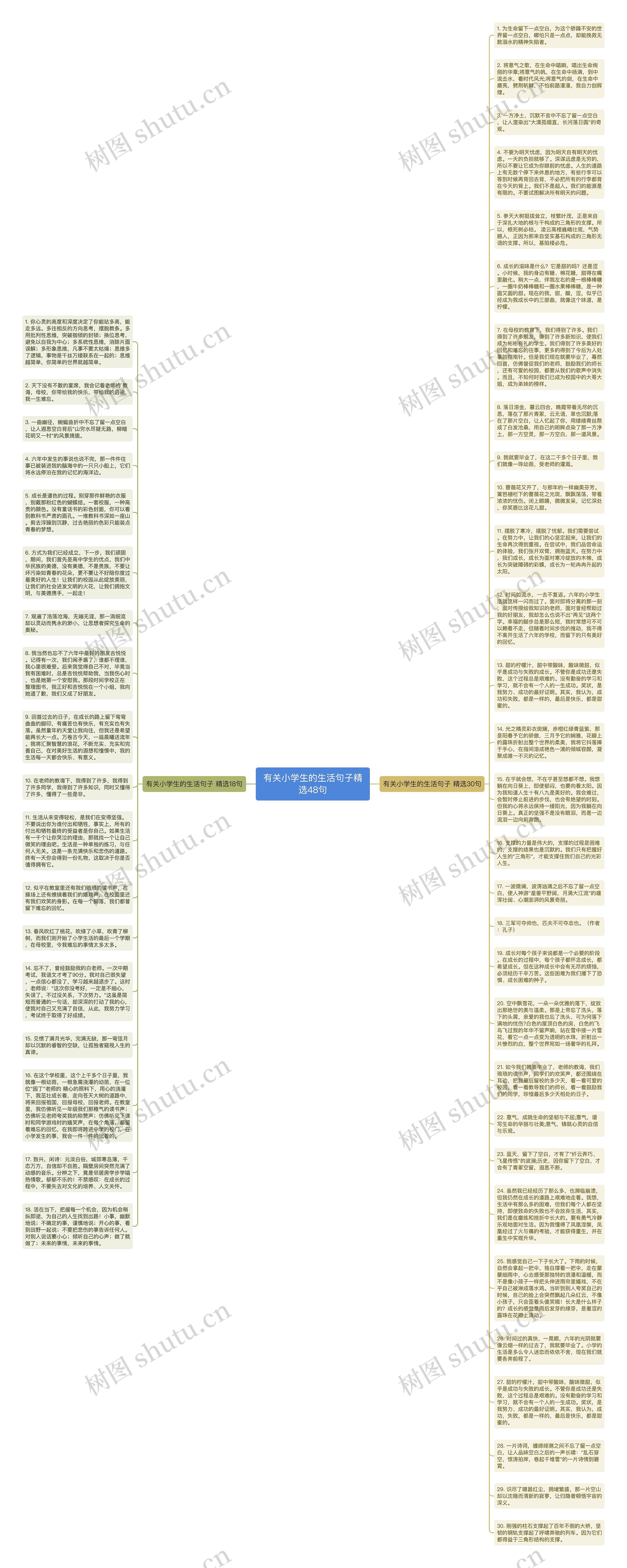有关小学生的生活句子精选48句思维导图