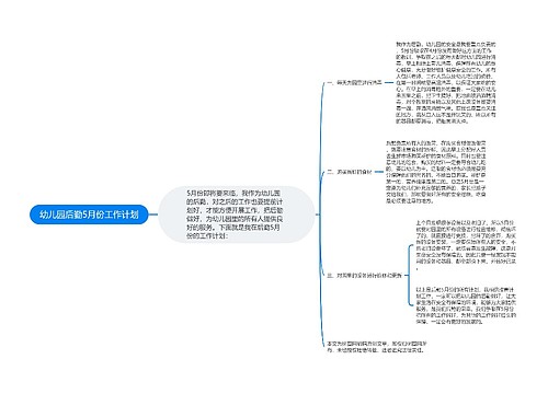 幼儿园后勤5月份工作计划