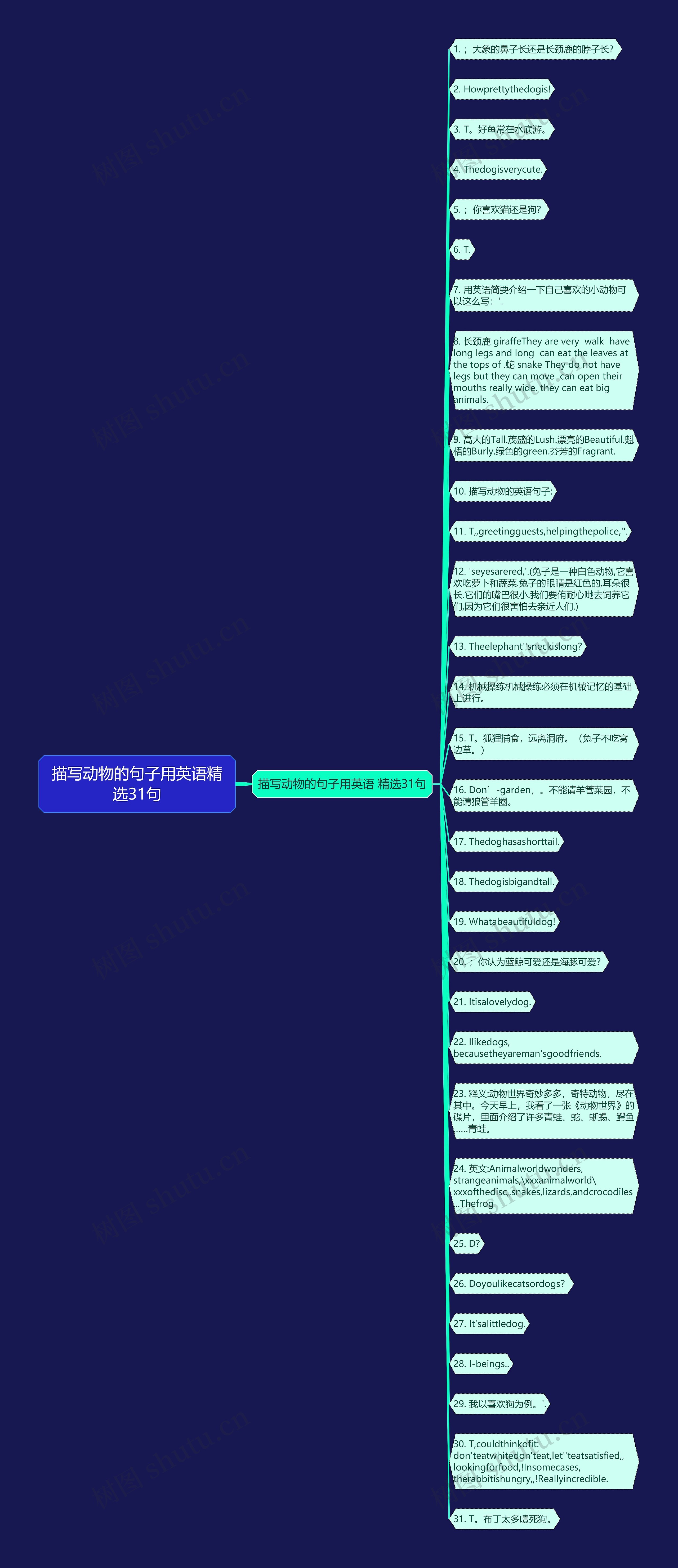 描写动物的句子用英语精选31句思维导图