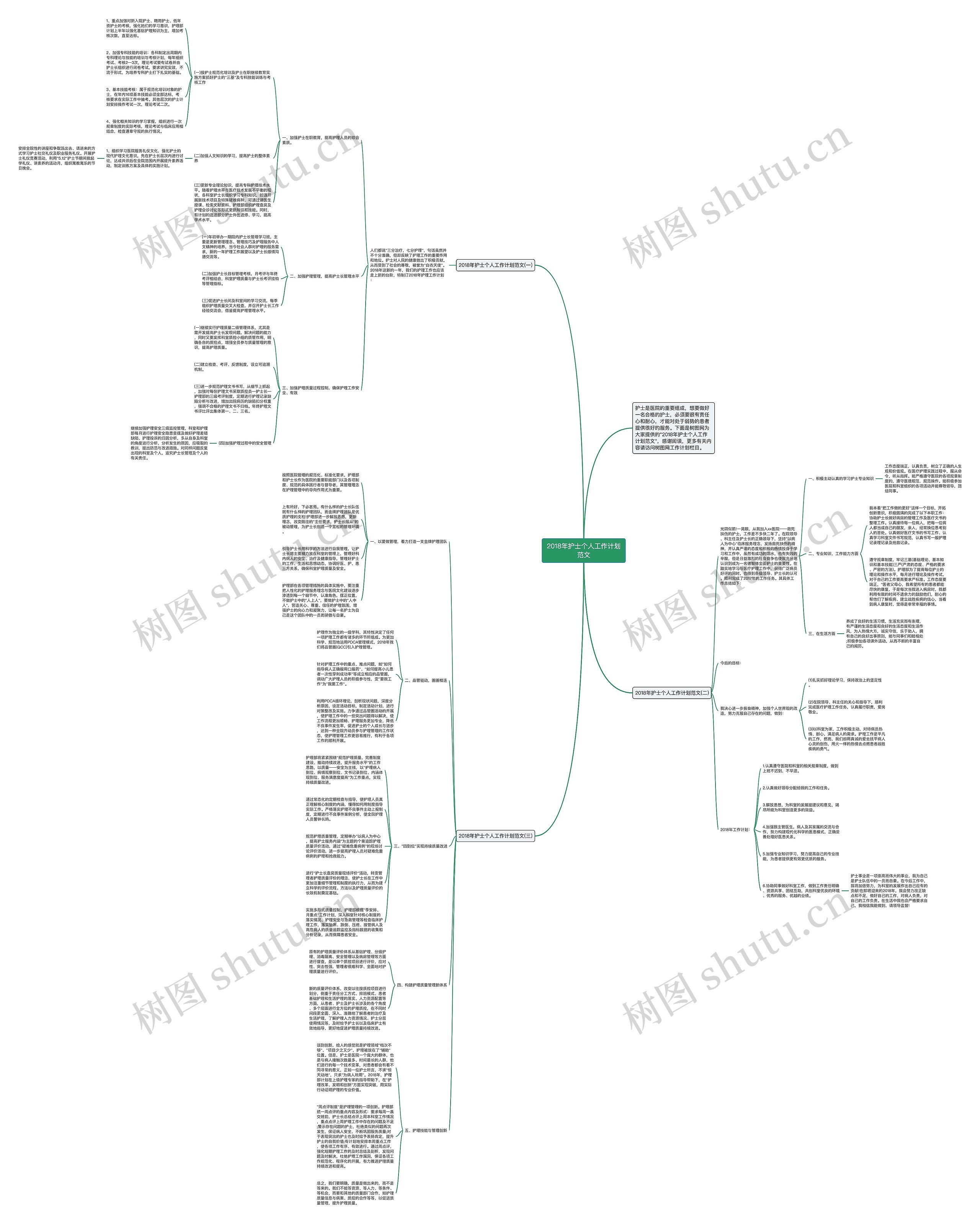 2018年护士个人工作计划范文思维导图