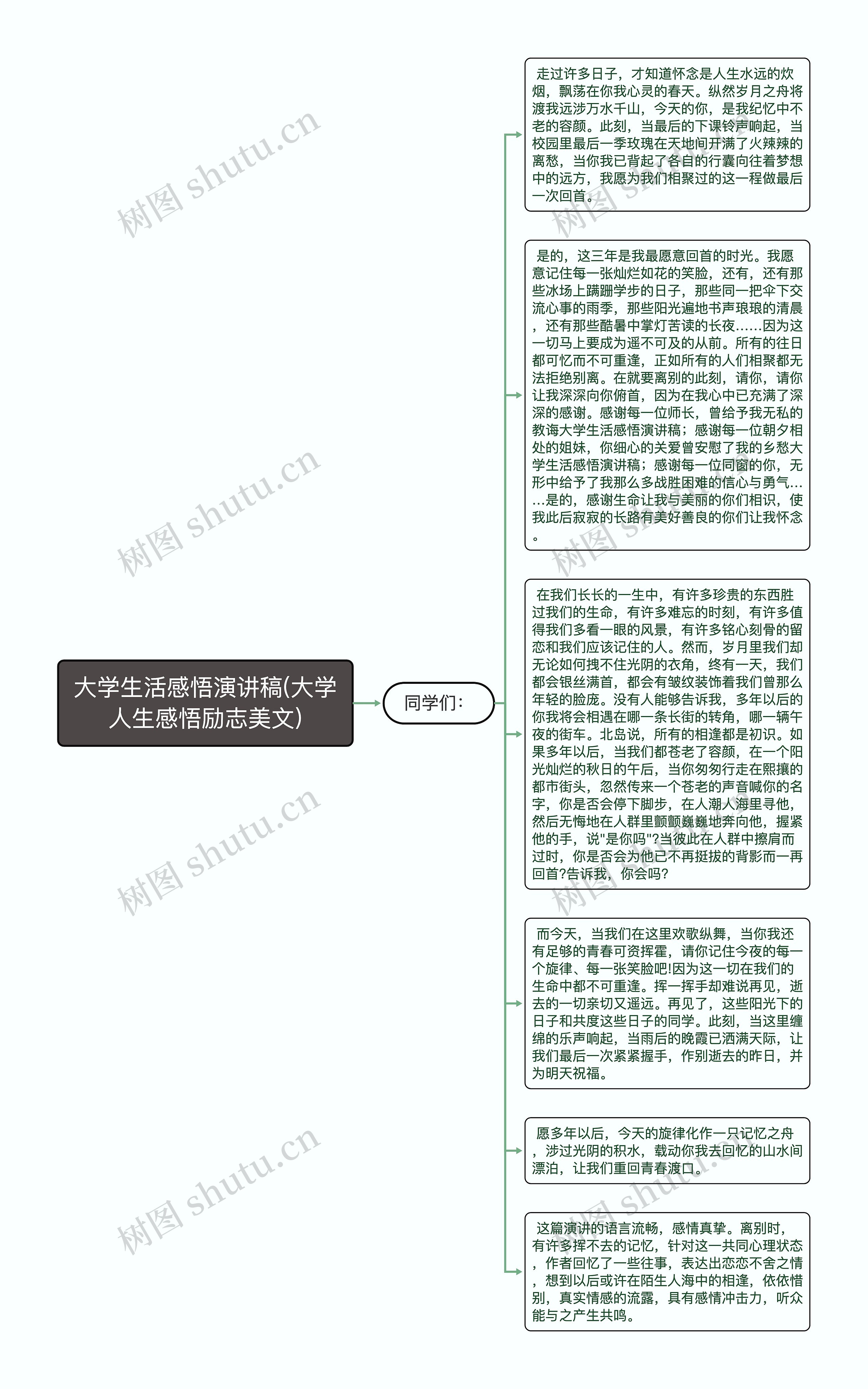 大学生活感悟演讲稿(大学人生感悟励志美文)思维导图