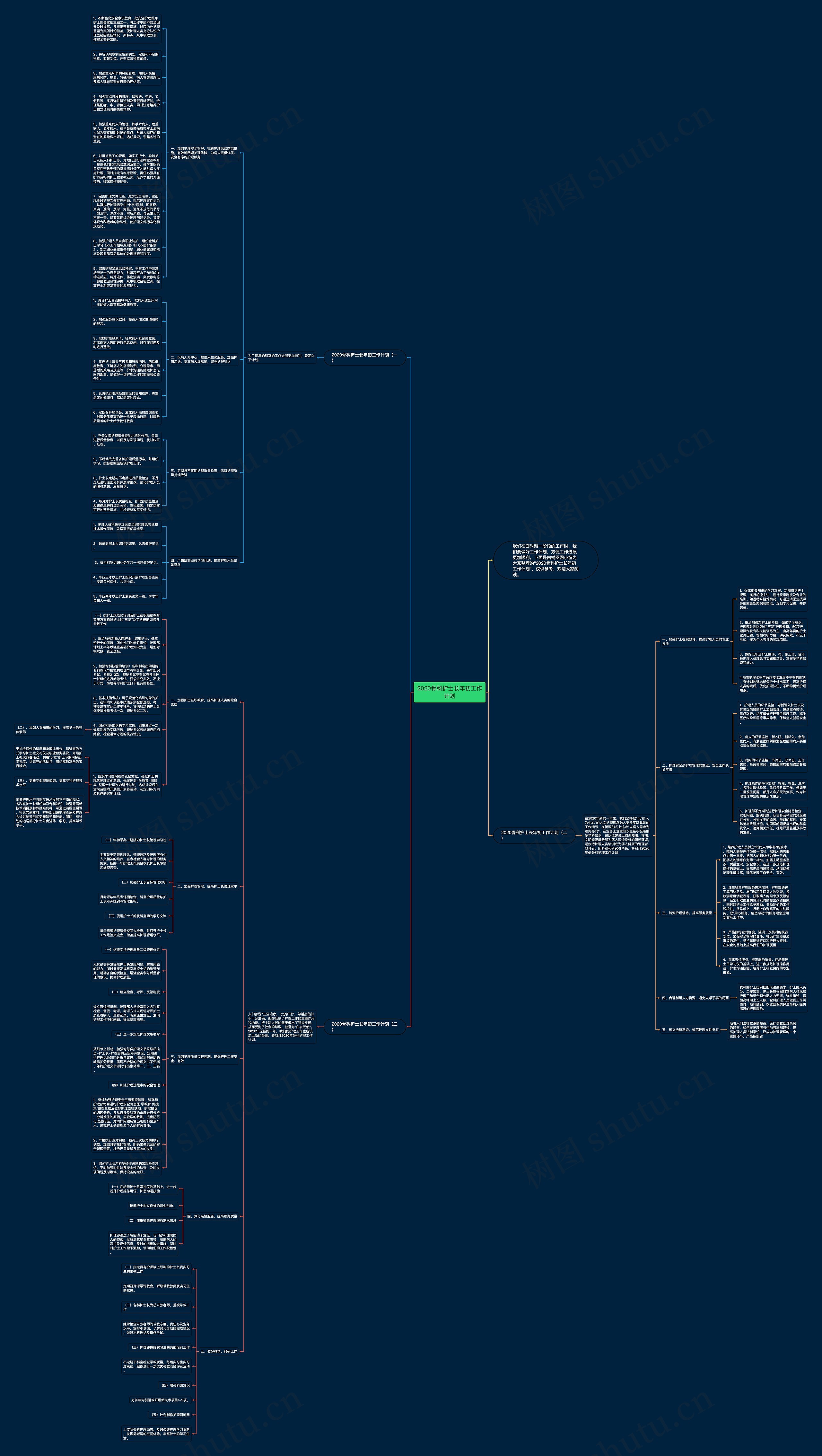 2020骨科护士长年初工作计划思维导图