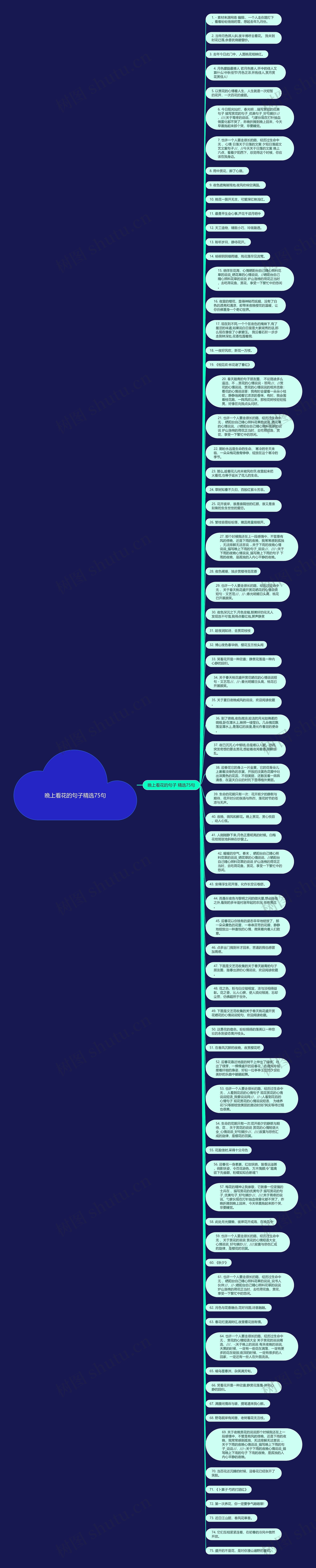 晚上看花的句子精选75句思维导图