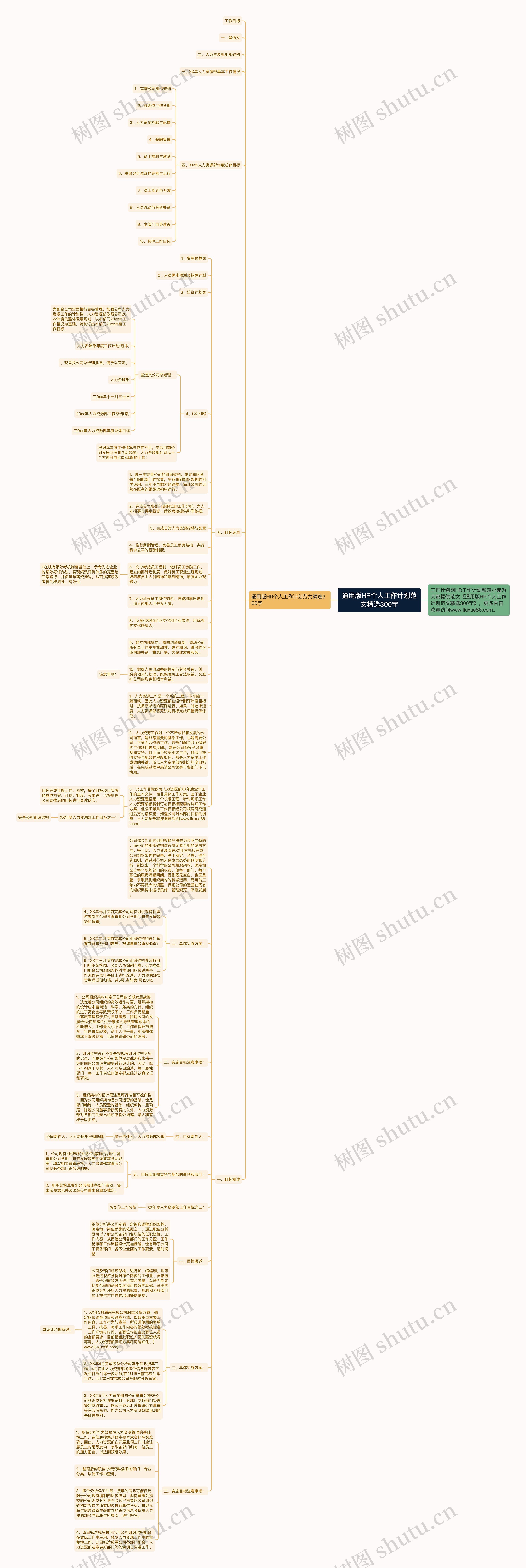 通用版HR个人工作计划范文精选300字思维导图