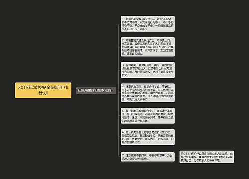 2015年学校安全假期工作计划