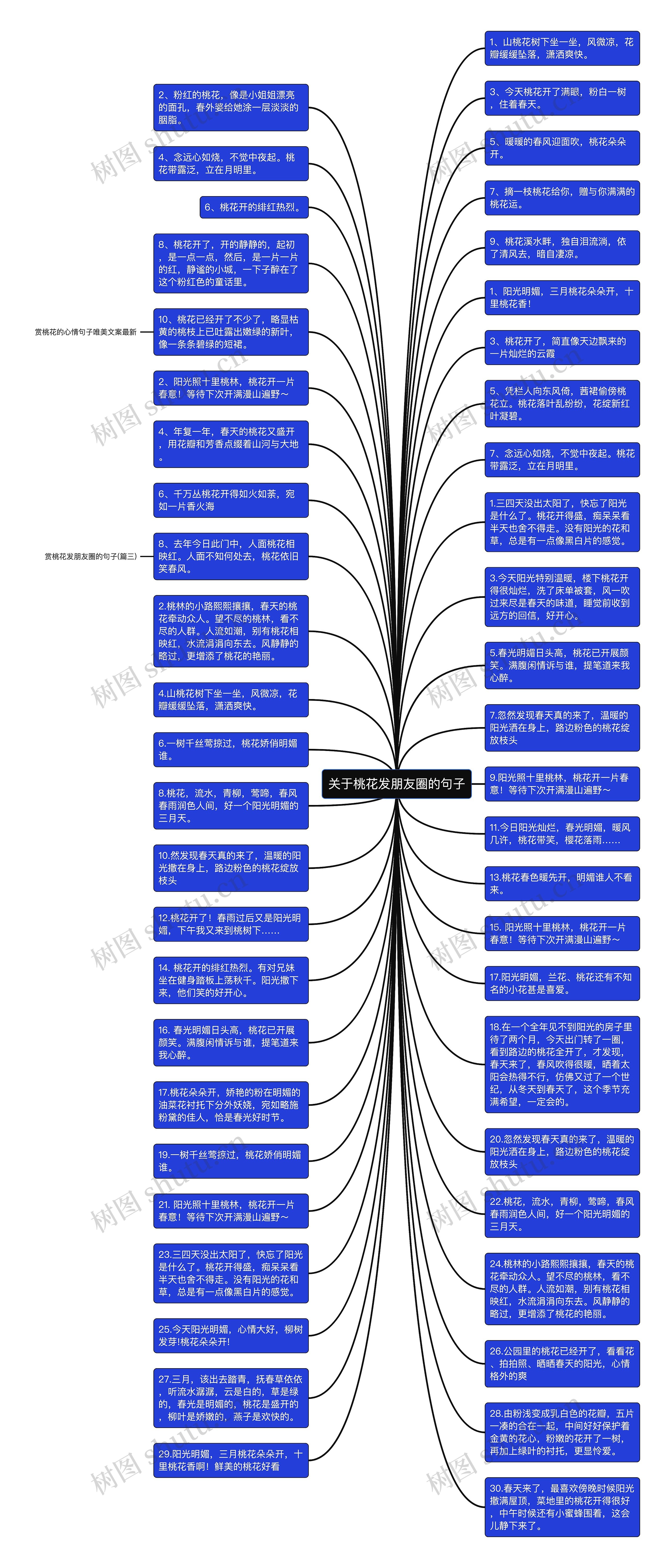 关于桃花发朋友圈的句子思维导图