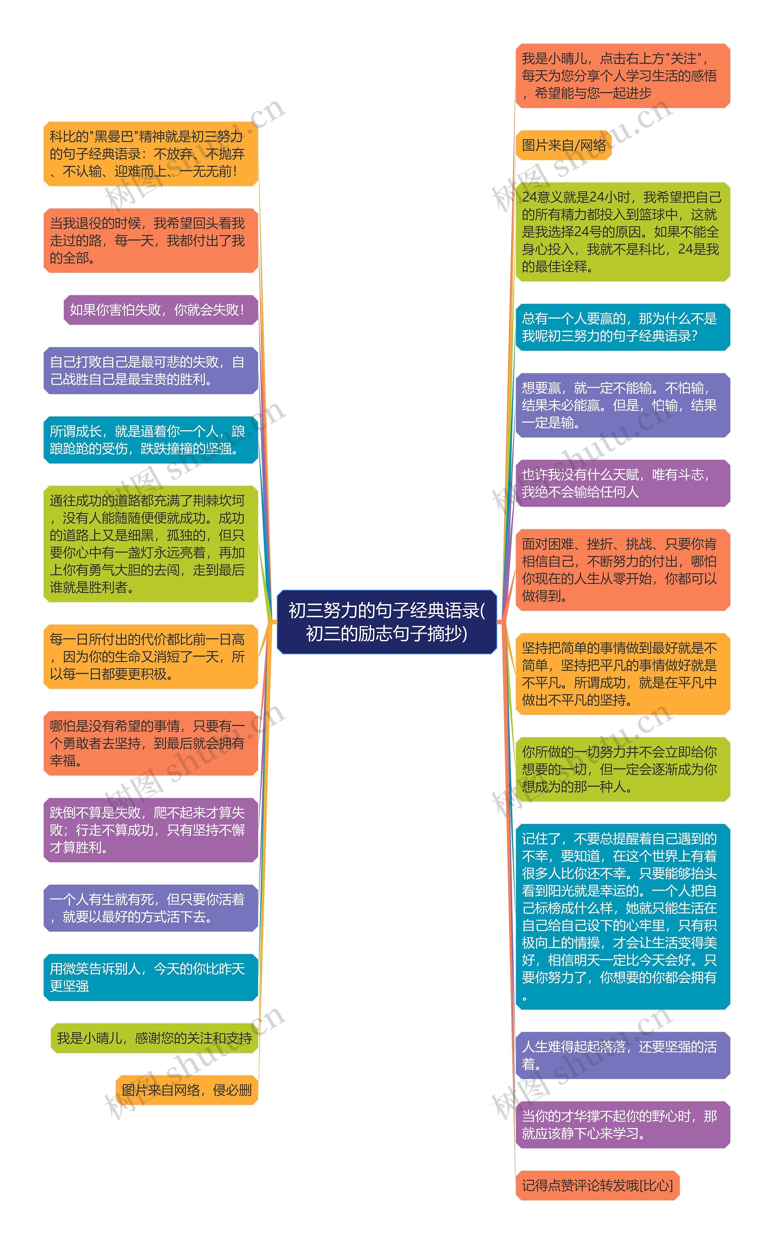 初三努力的句子经典语录(初三的励志句子摘抄)思维导图