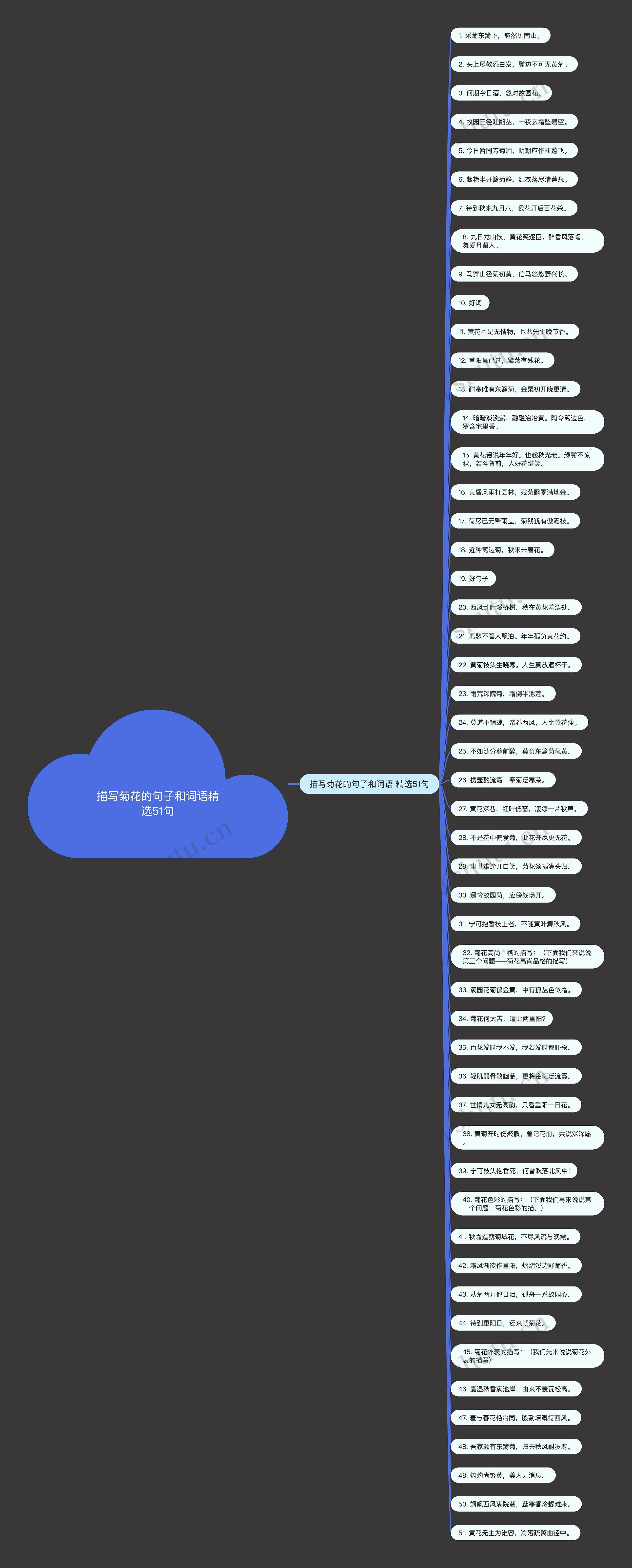描写菊花的句子和词语精选51句思维导图