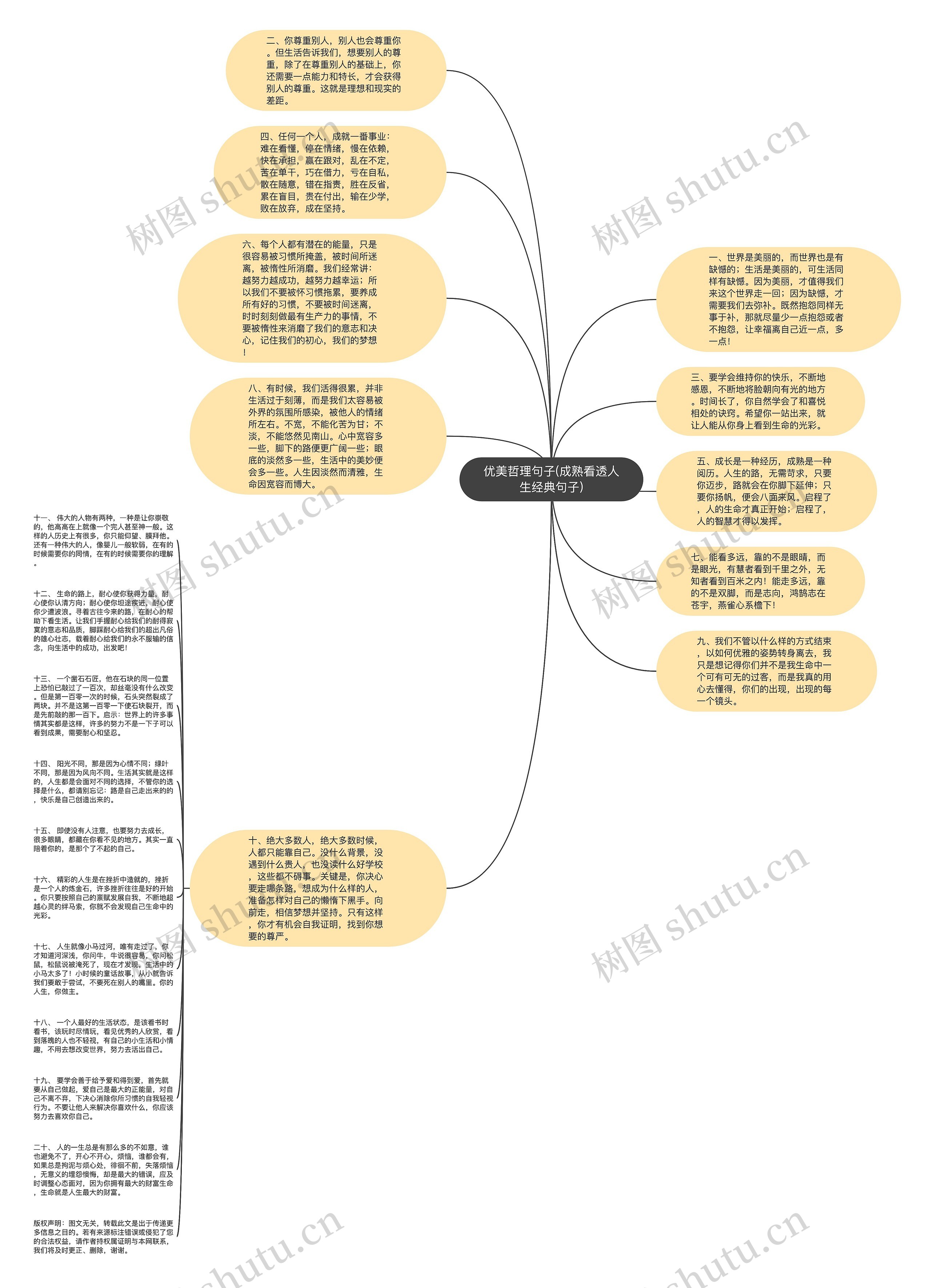 优美哲理句子(成熟看透人生经典句子)思维导图