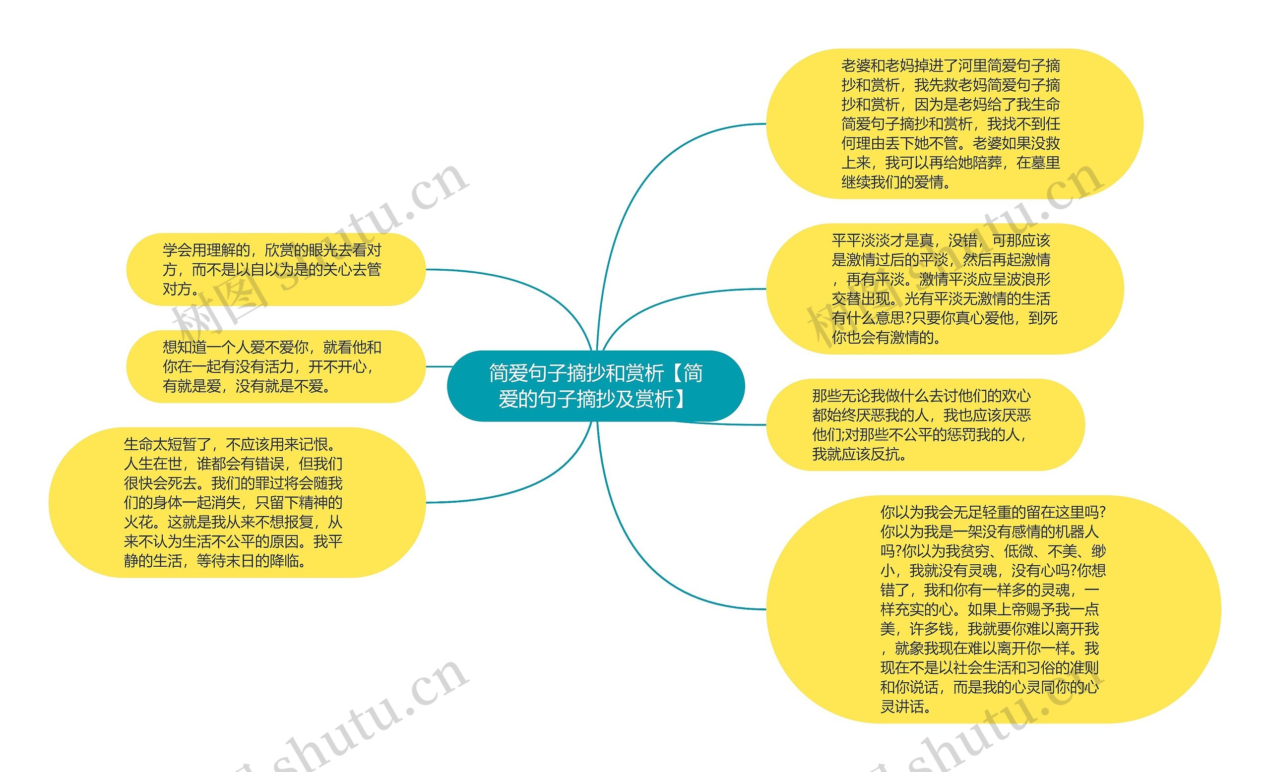 简爱句子摘抄和赏析【简爱的句子摘抄及赏析】思维导图