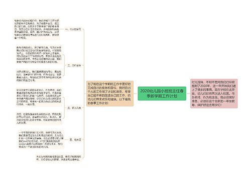 2020幼儿园小班班主任春季新学期工作计划