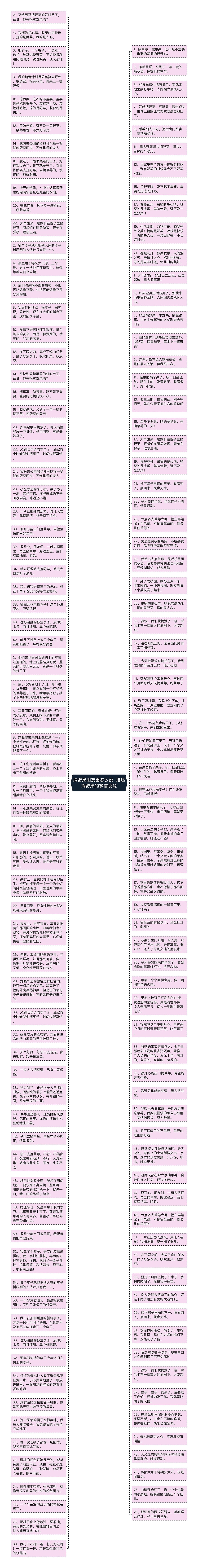 摘野果朋友圈怎么说  描述摘野果的微信说说