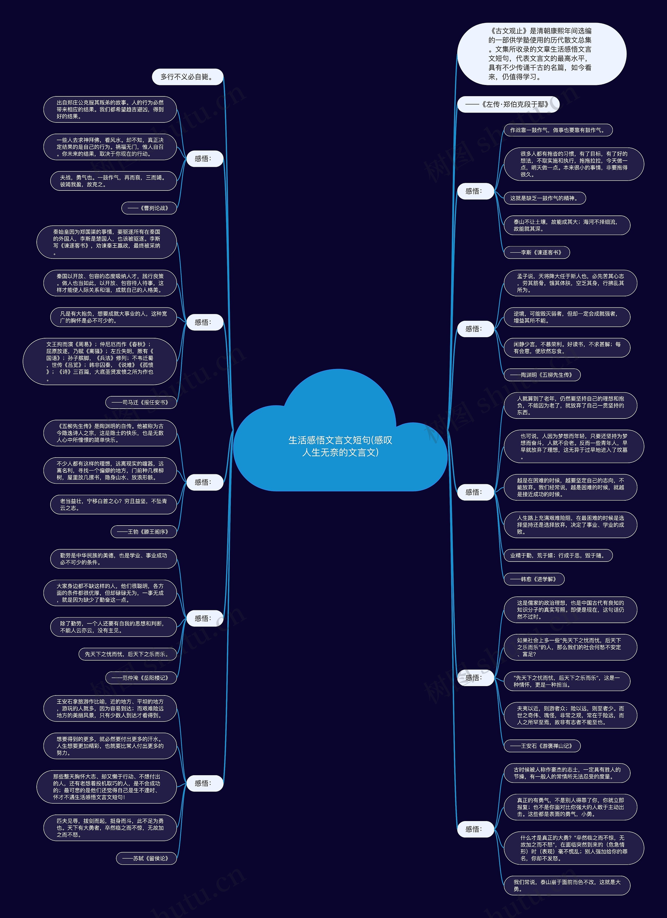 生活感悟文言文短句(感叹人生无奈的文言文)思维导图