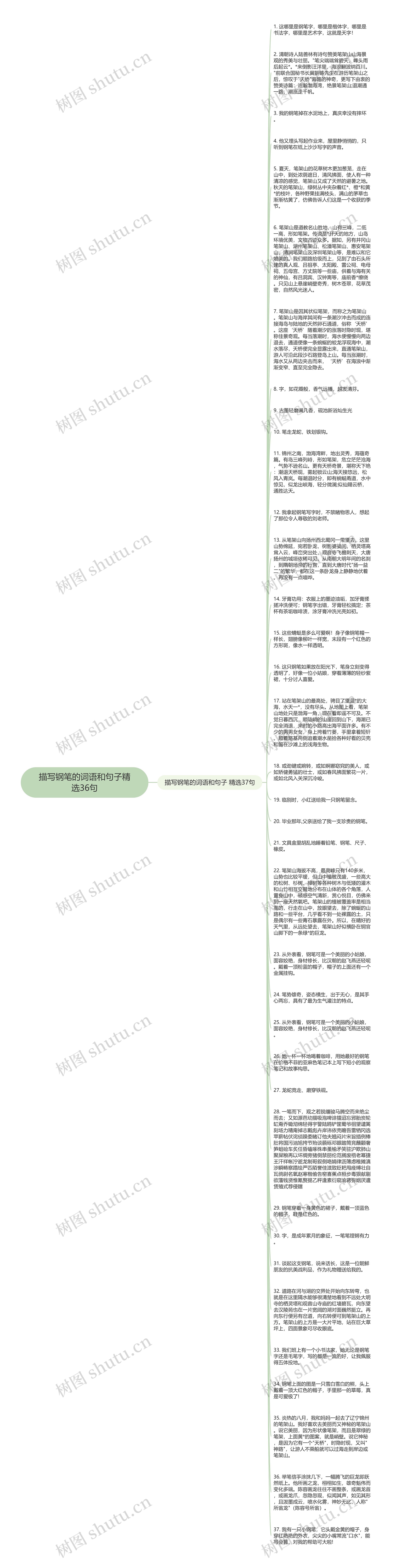 描写钢笔的词语和句子精选36句思维导图