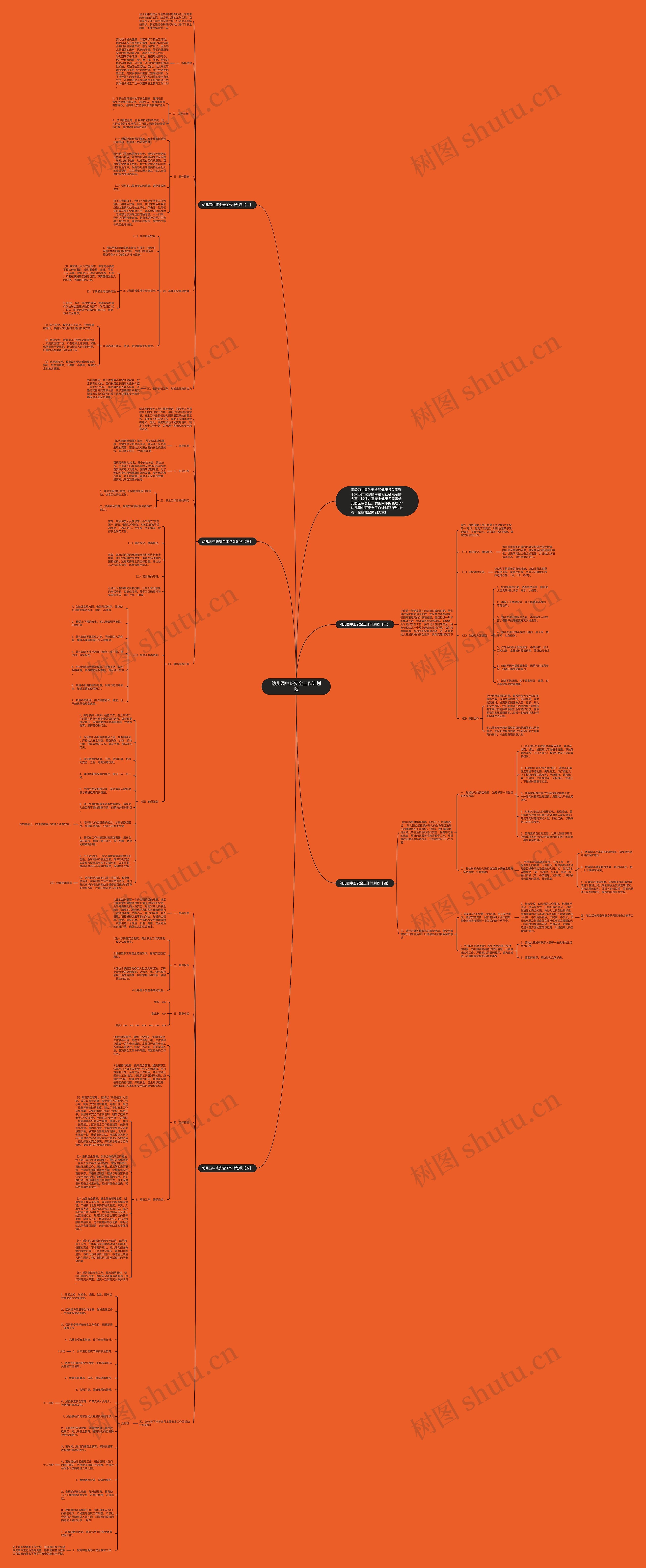 幼儿园中班安全工作计划秋思维导图