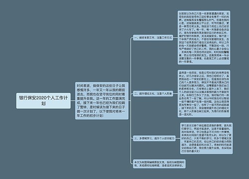 银行保安2020个人工作计划