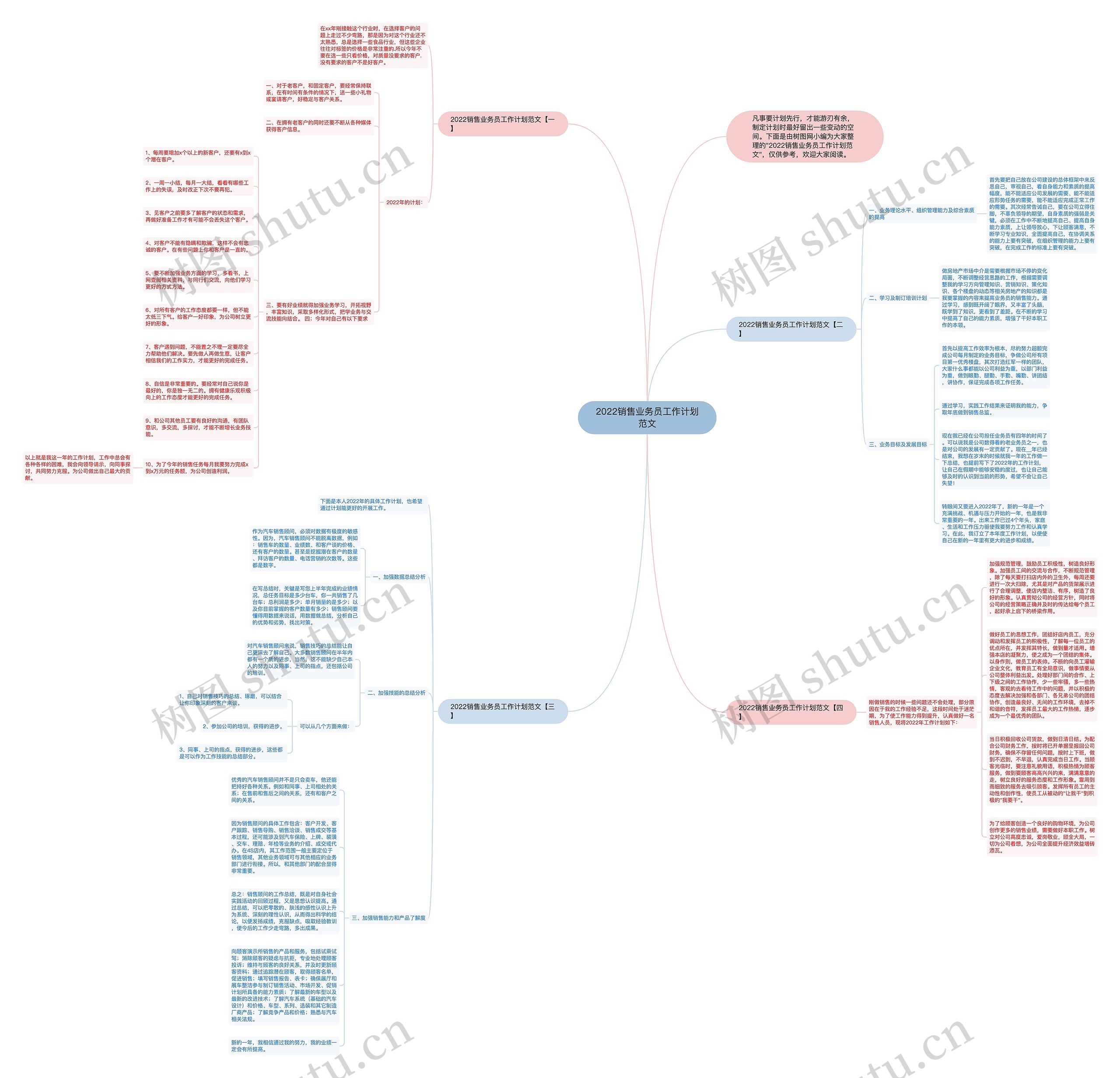 2022销售业务员工作计划范文思维导图