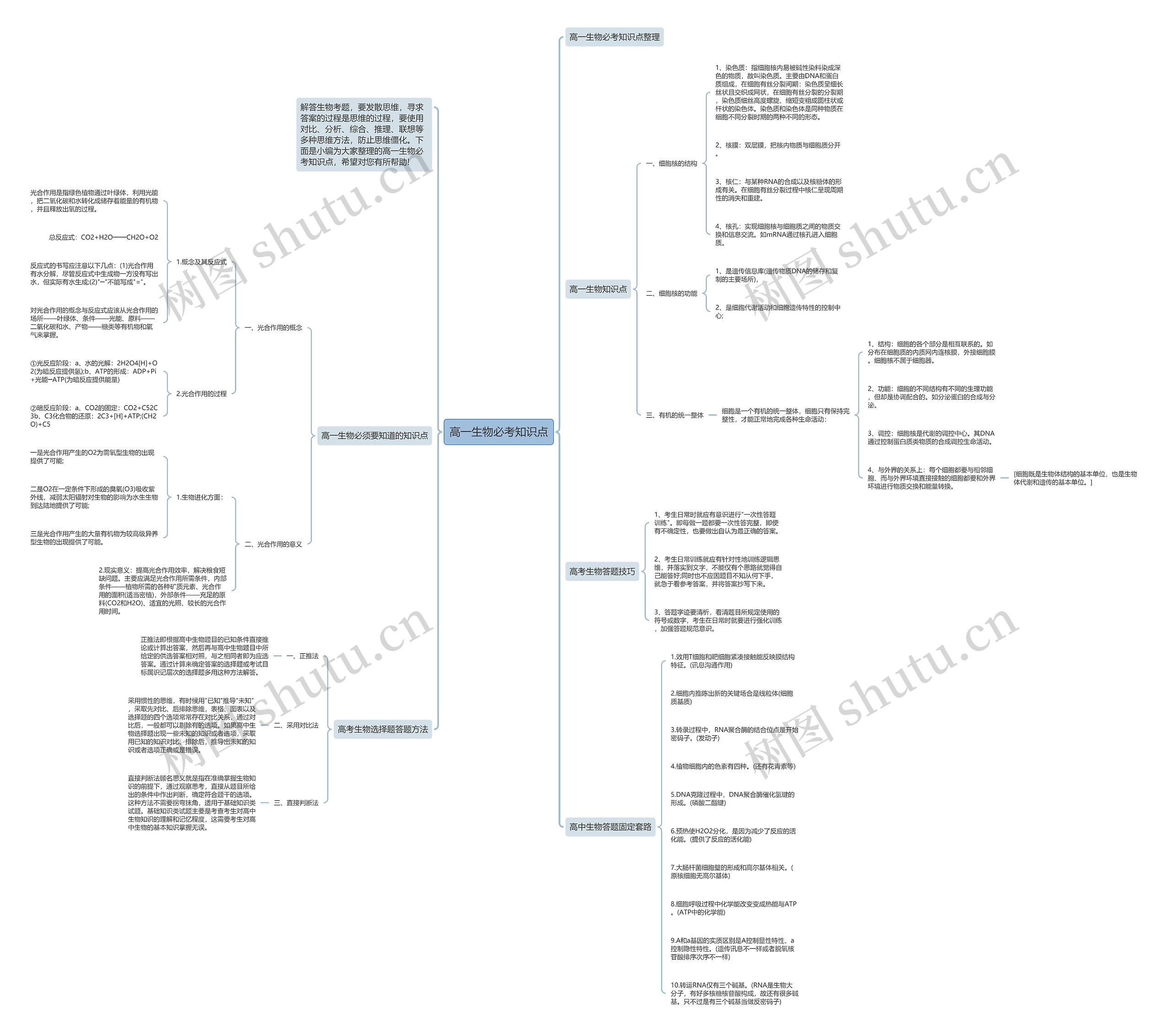 高一生物必考知识点思维导图