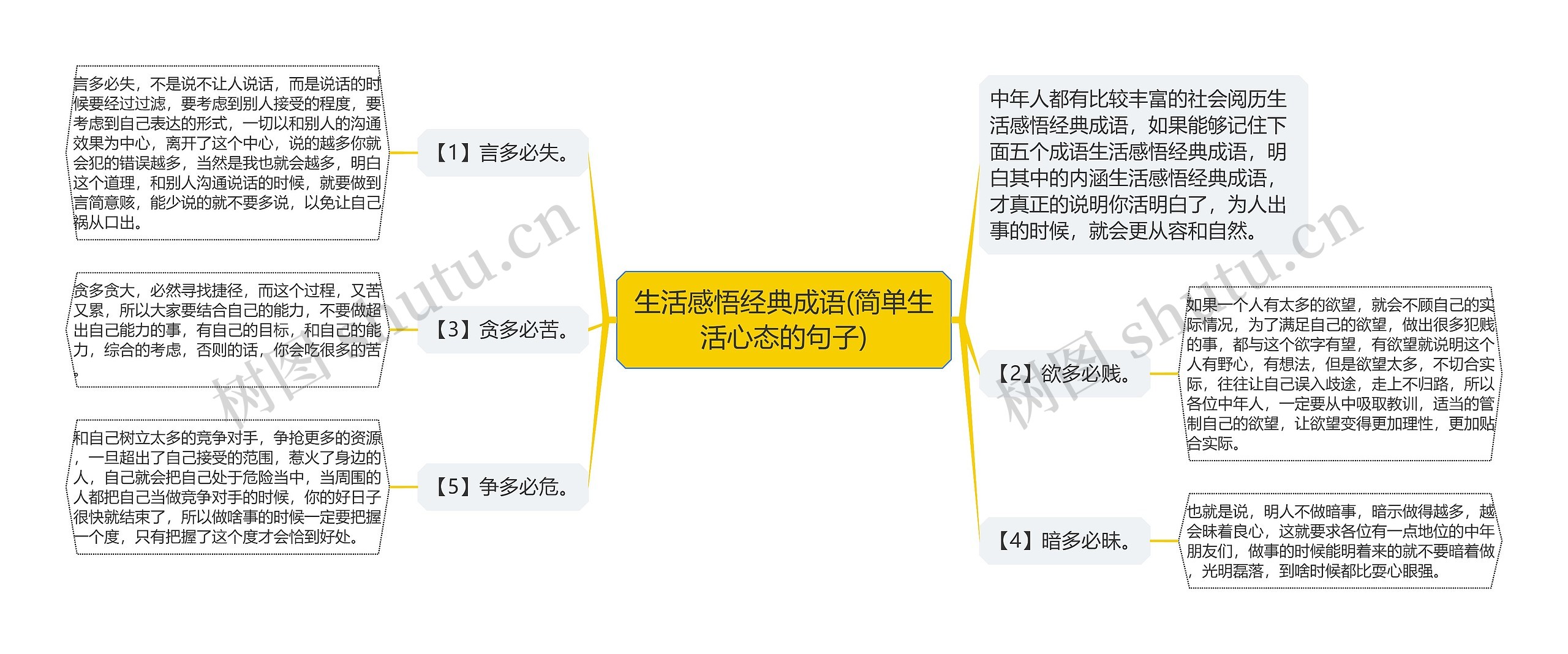 生活感悟经典成语(简单生活心态的句子)思维导图