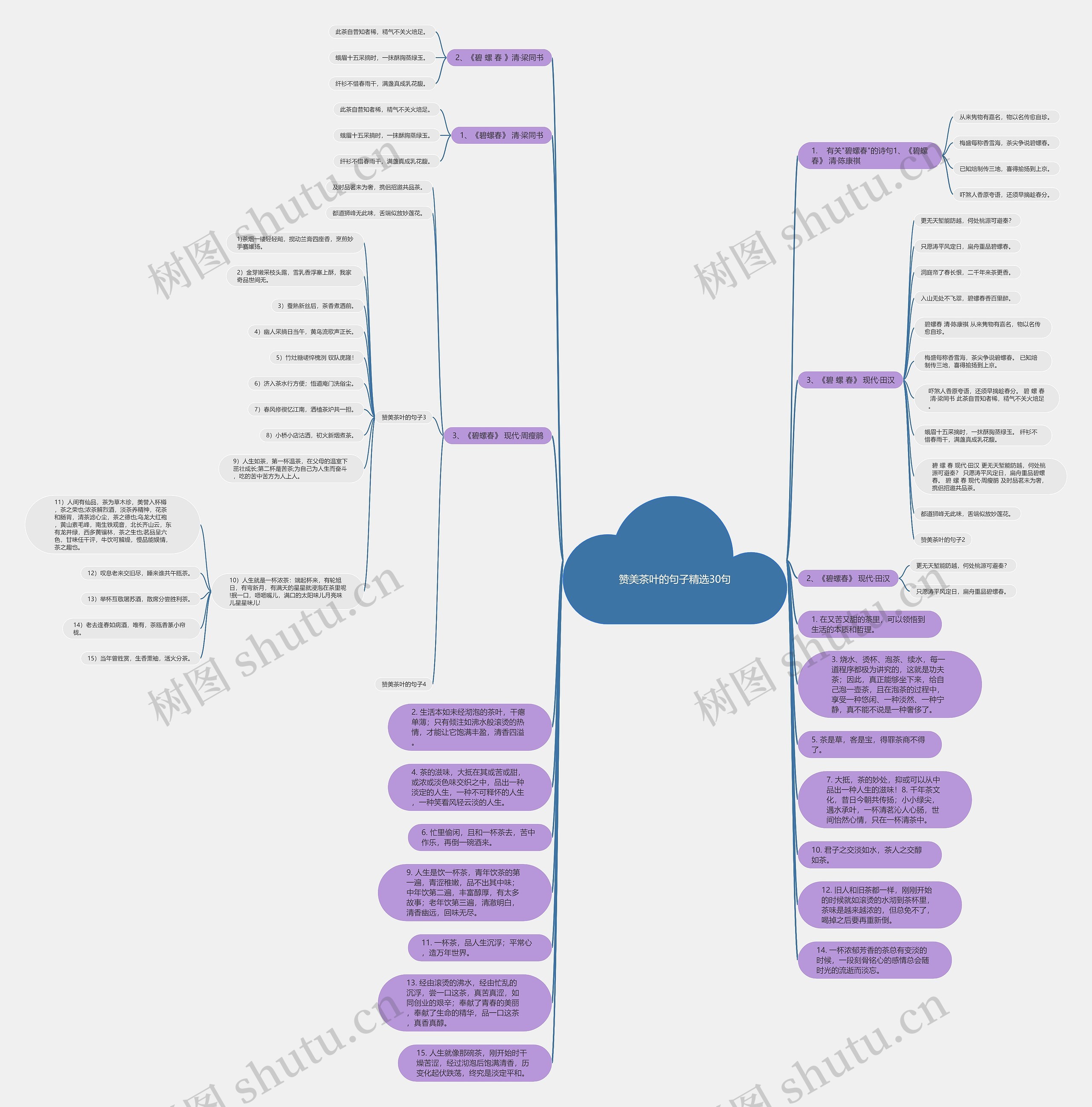 赞美茶叶的句子精选30句思维导图