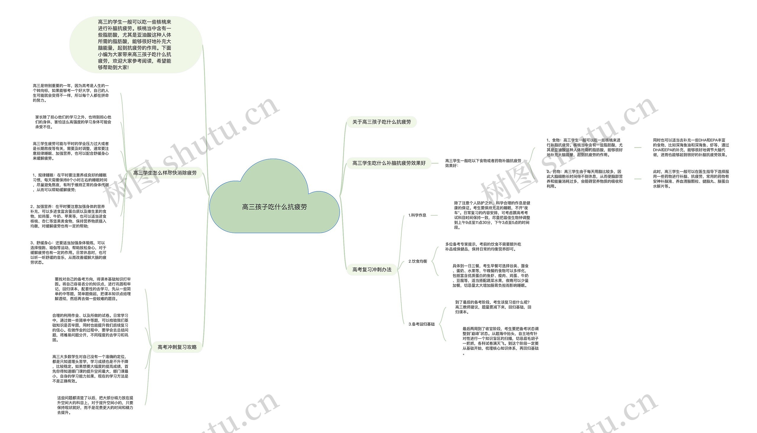 高三孩子吃什么抗疲劳思维导图