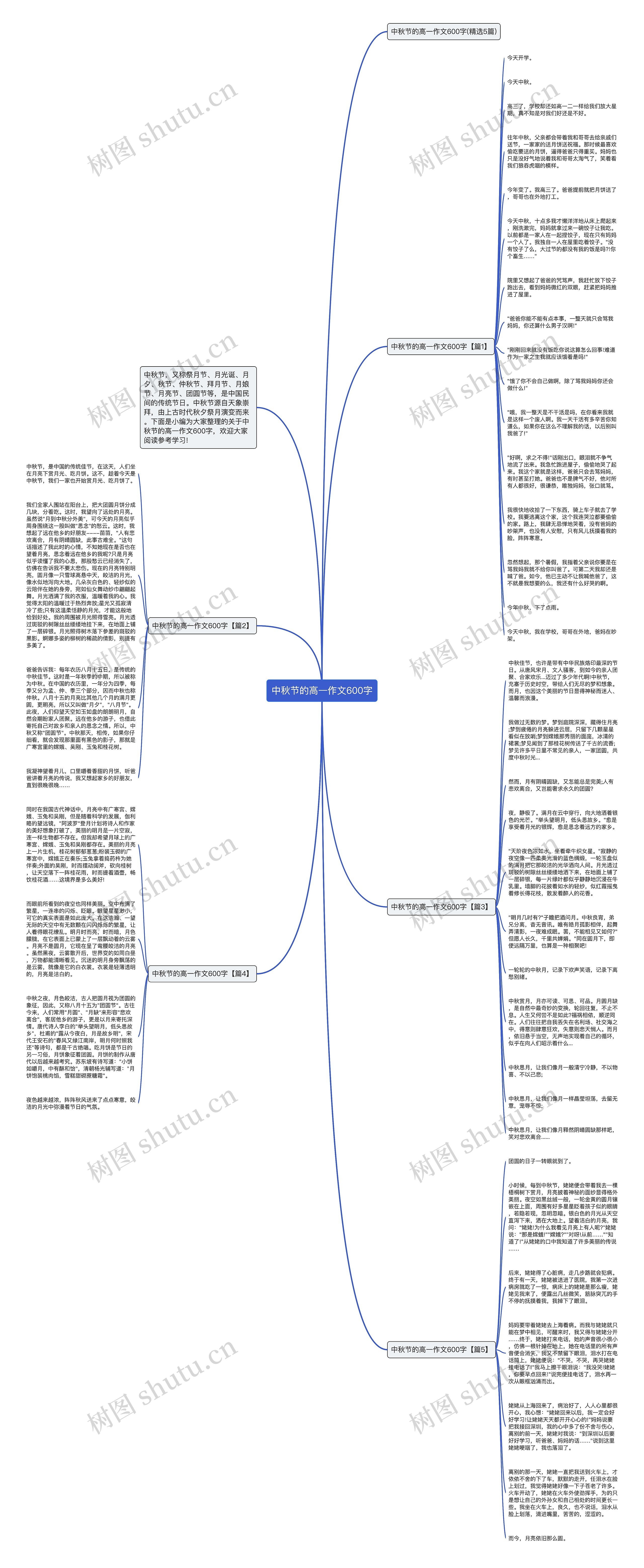 中秋节的高一作文600字思维导图