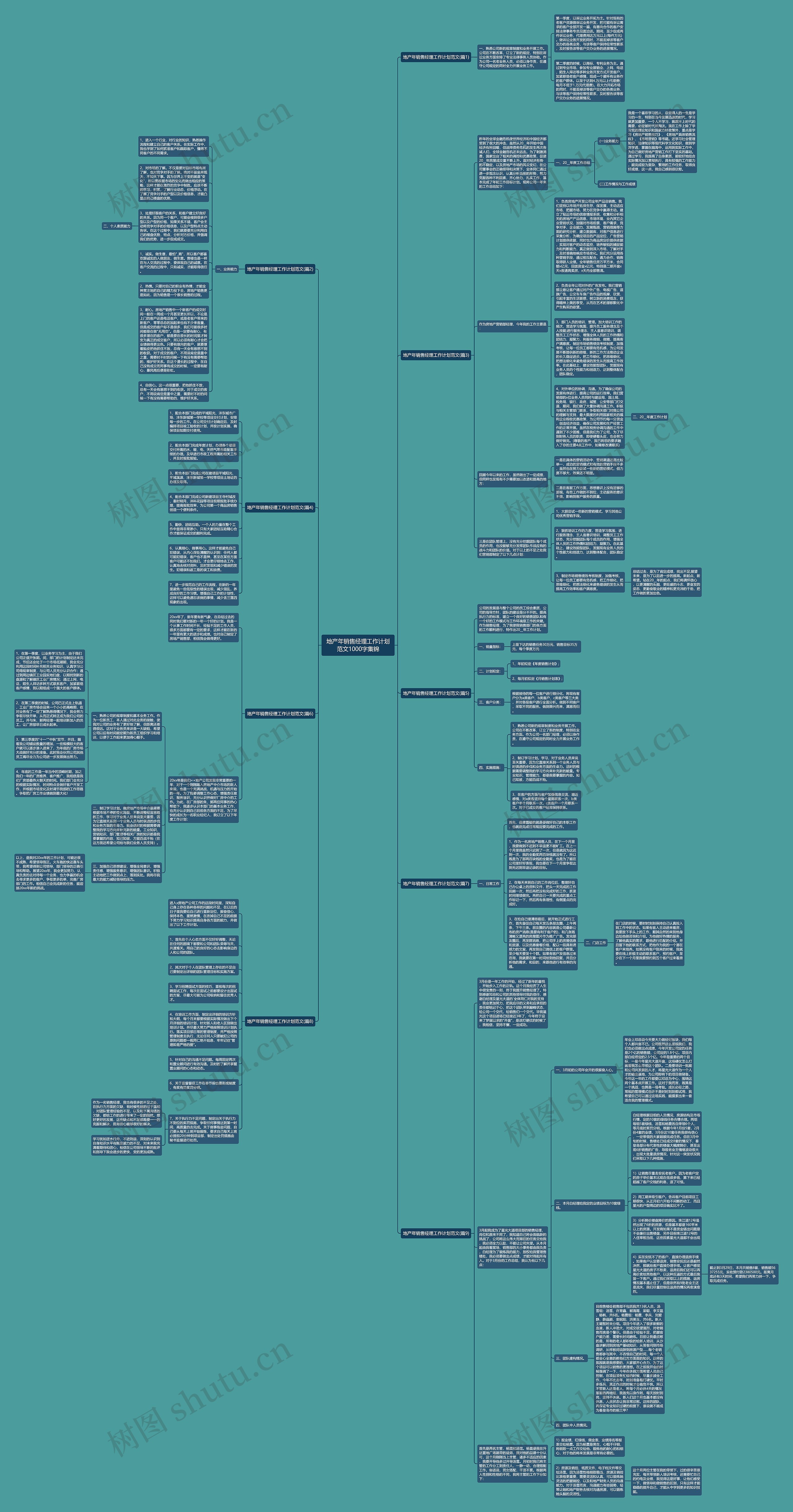 地产年销售经理工作计划范文1000字集锦思维导图