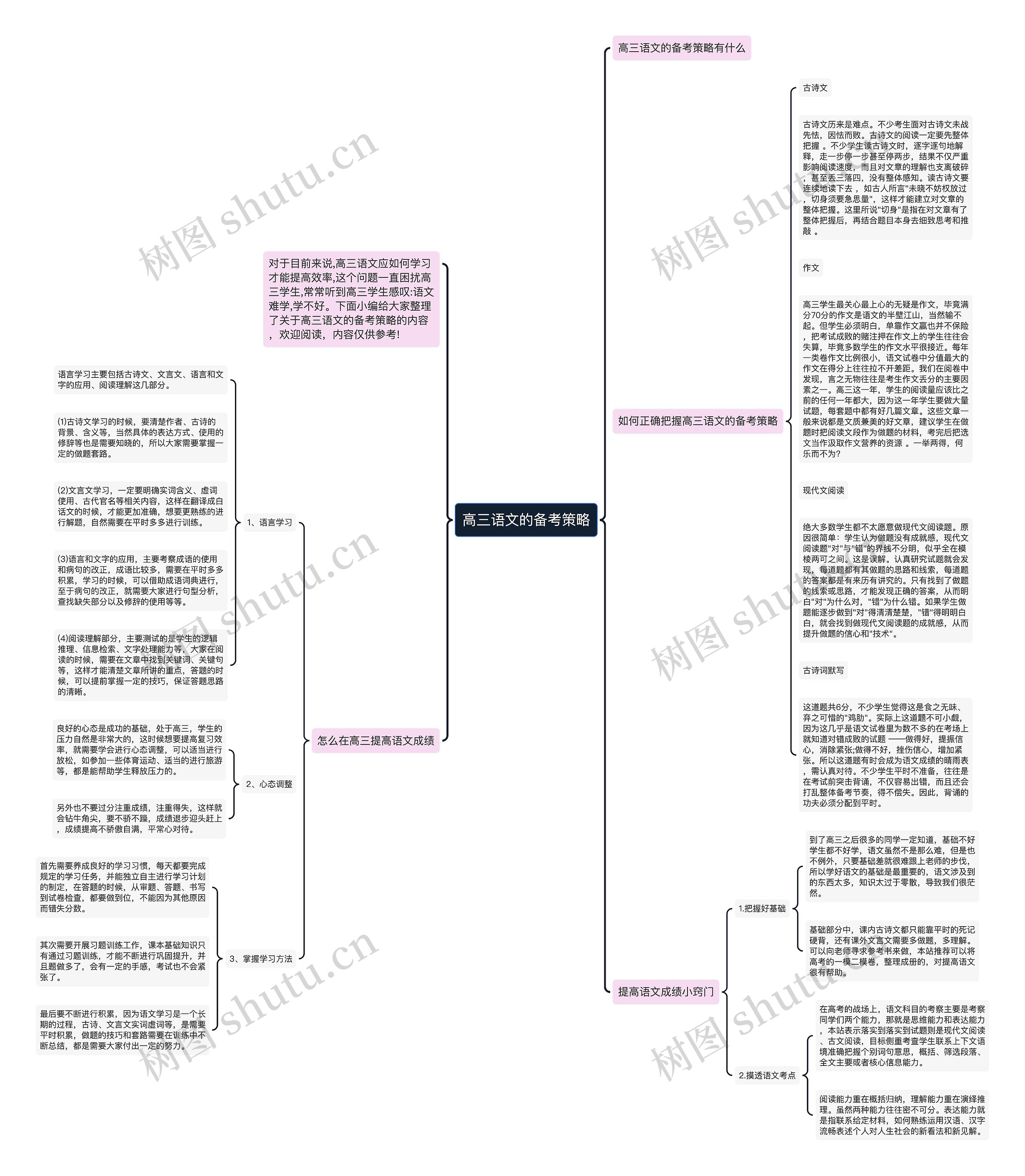 高三语文的备考策略思维导图