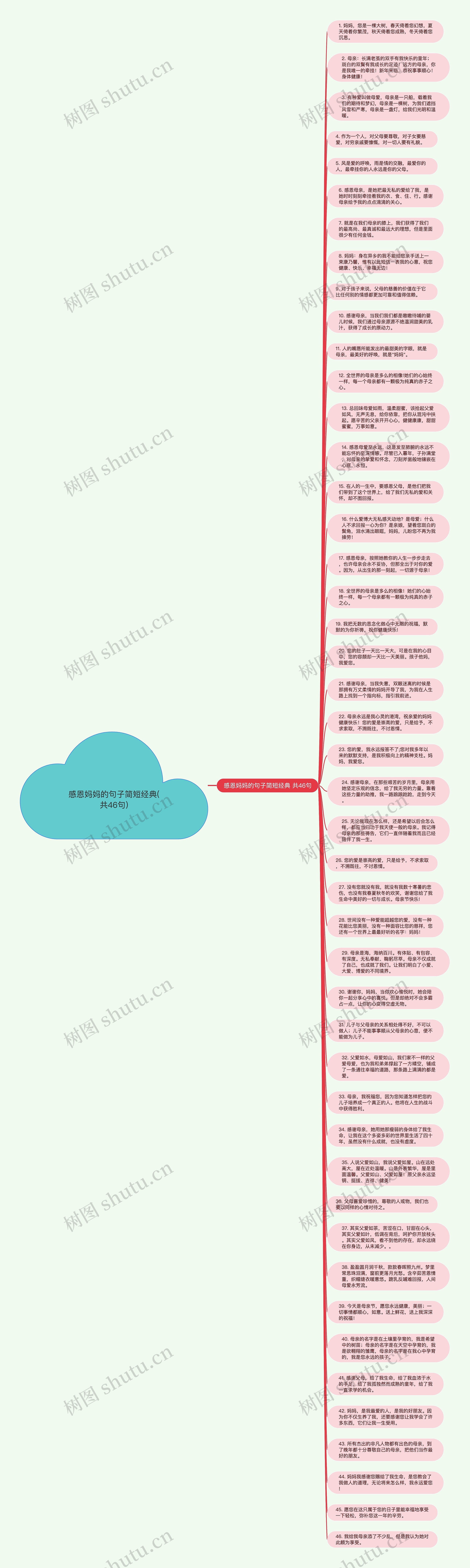 感恩妈妈的句子简短经典(共46句)思维导图