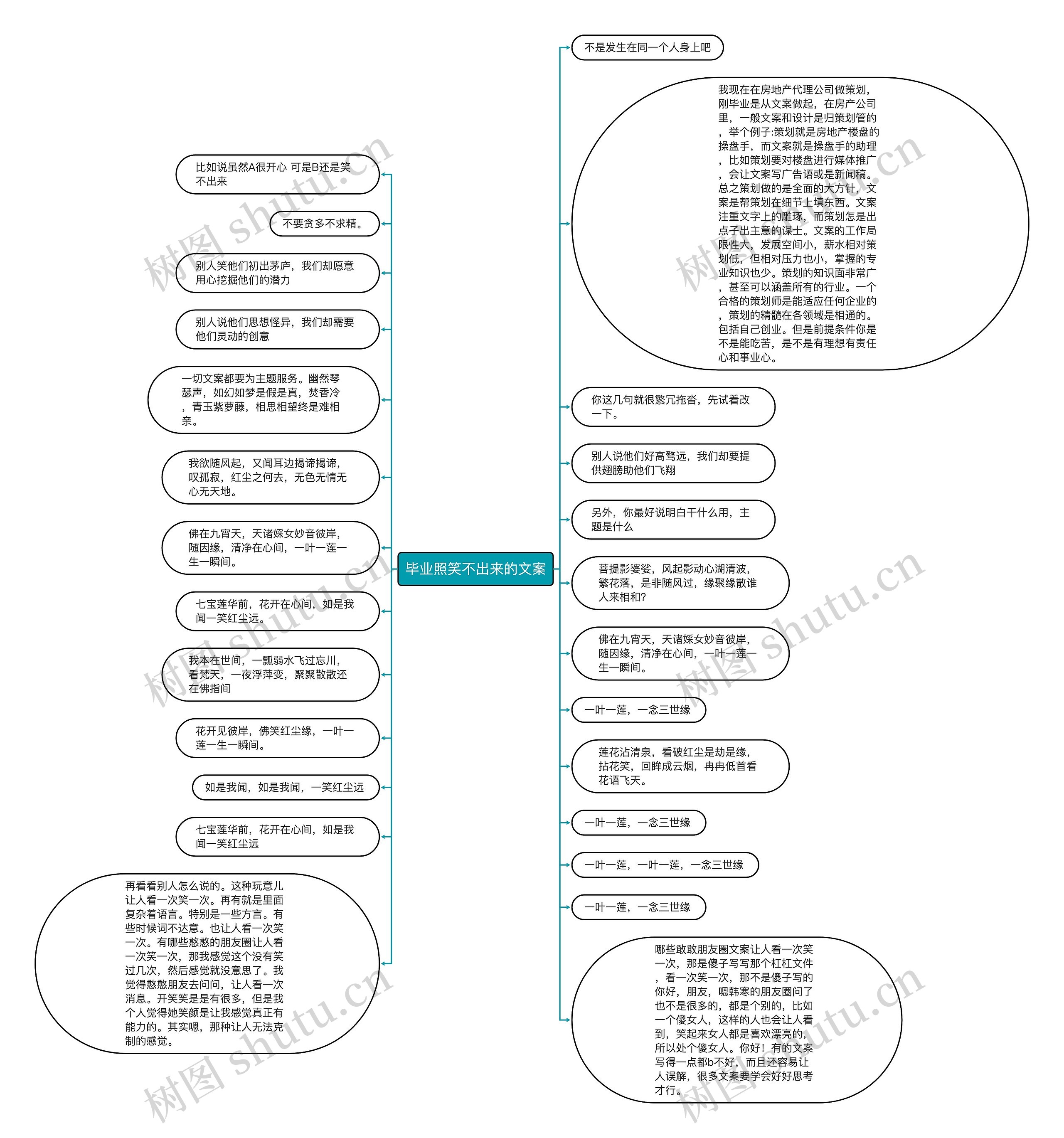 毕业照笑不出来的文案思维导图