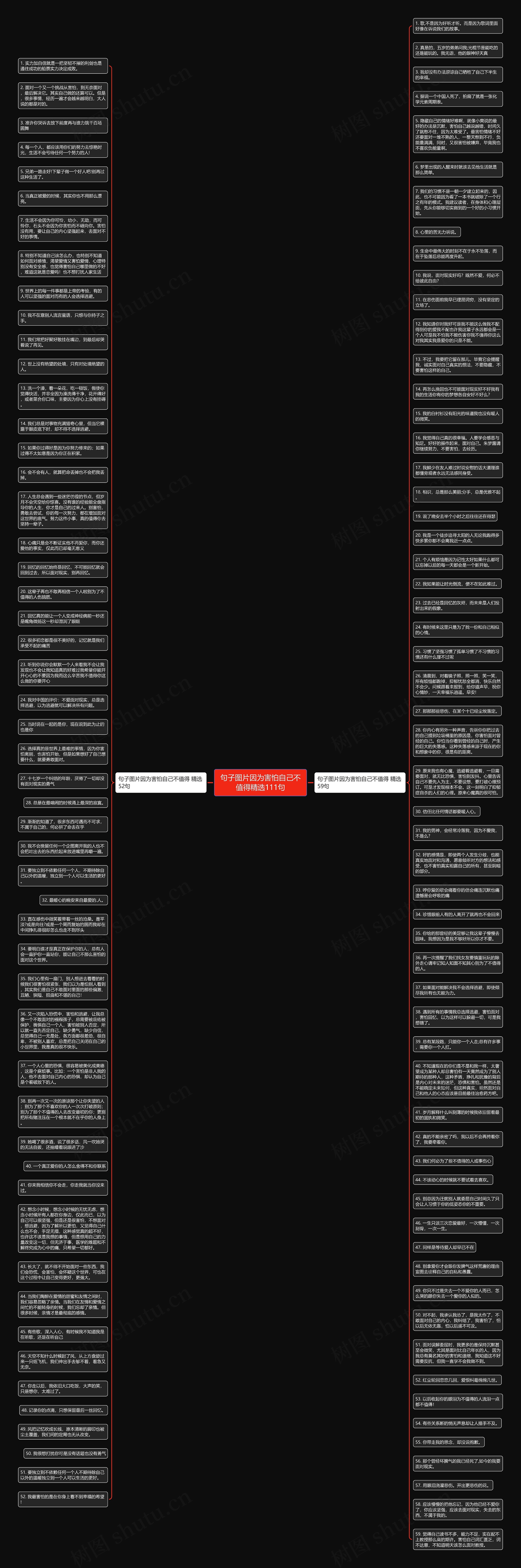 句子图片因为害怕自己不值得精选111句思维导图