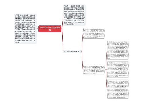 2015年高一班主任工作思路