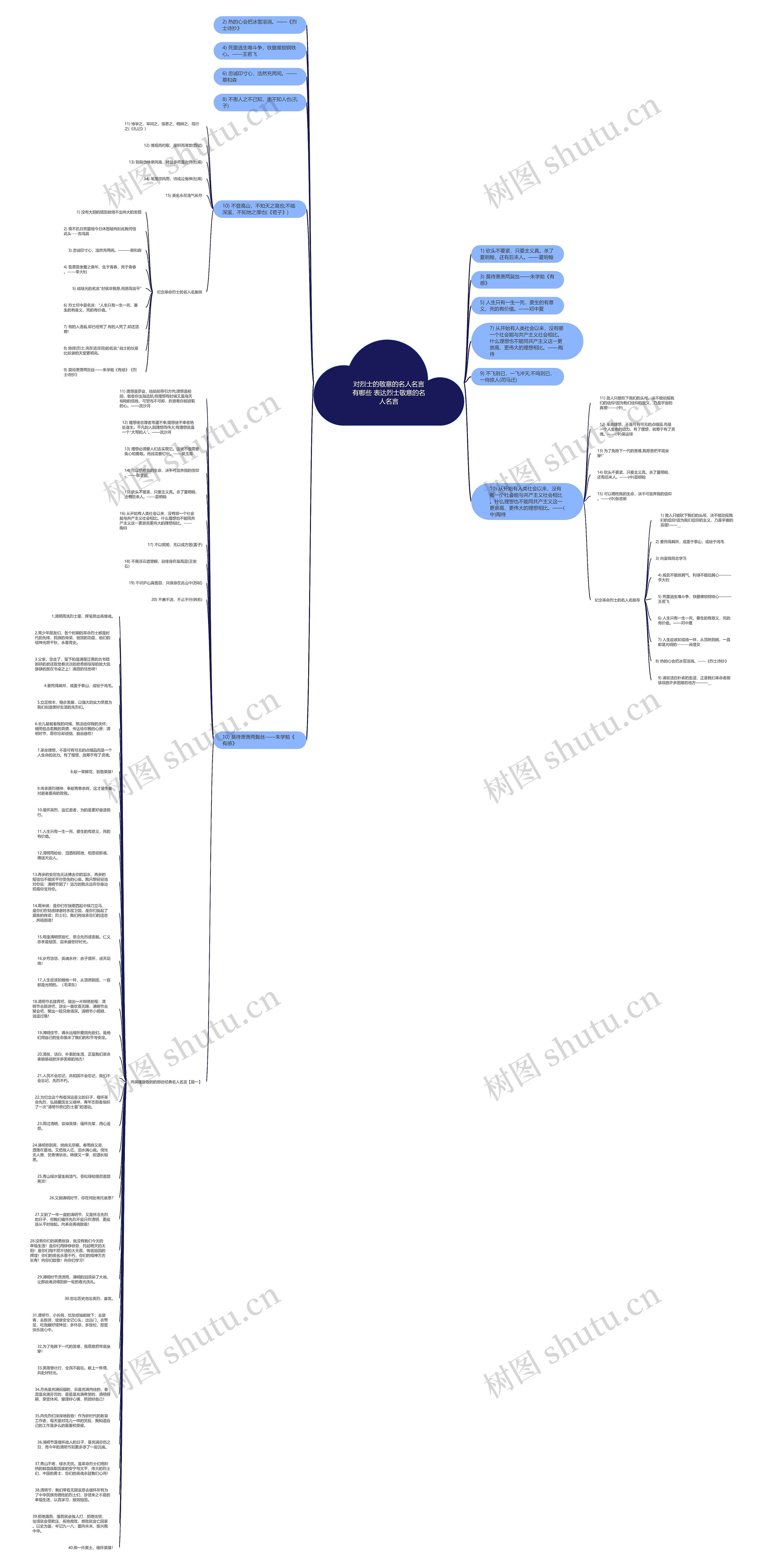 对烈士的敬意的名人名言有哪些 表达烈士敬意的名人名言思维导图