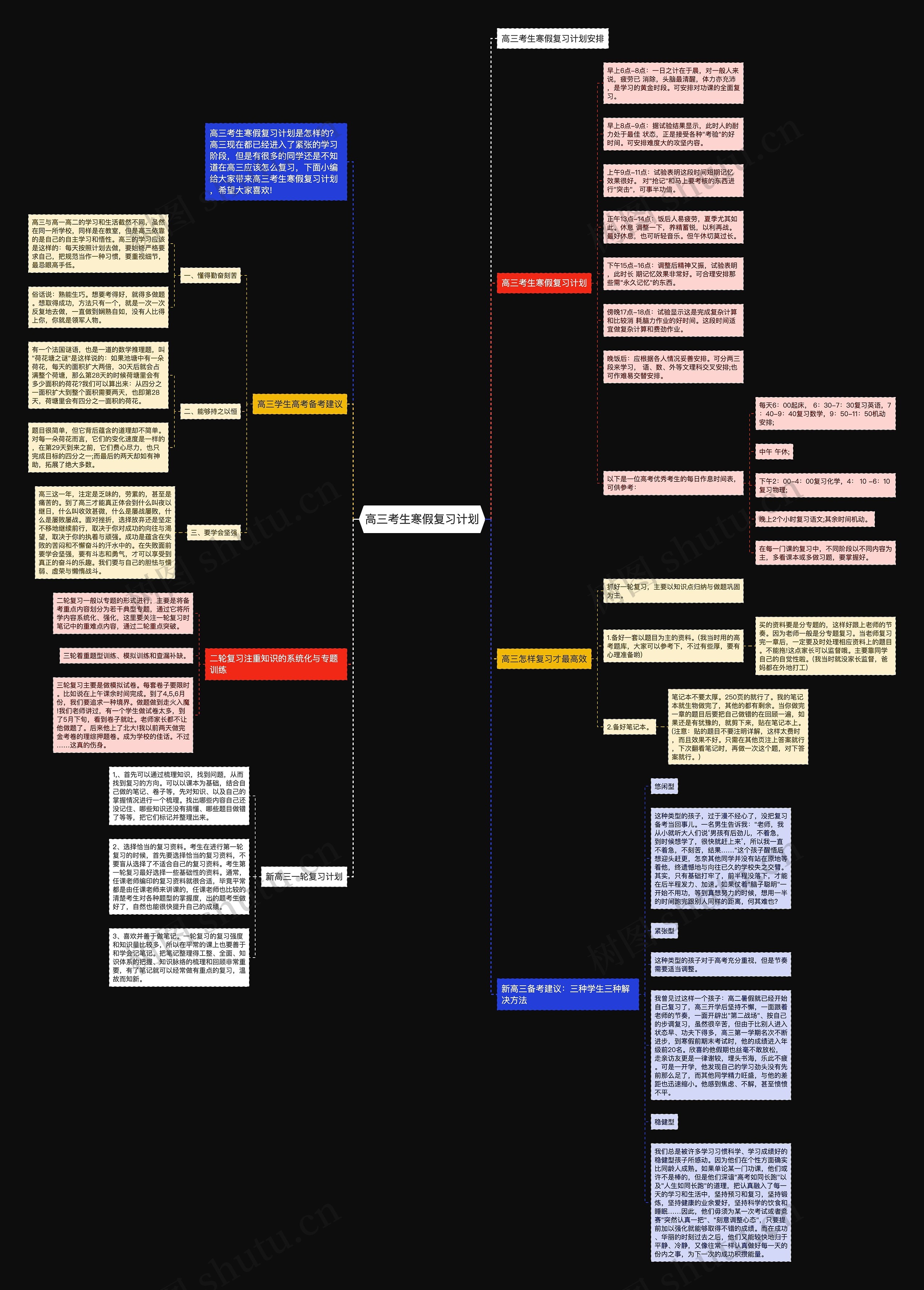 高三考生寒假复习计划思维导图