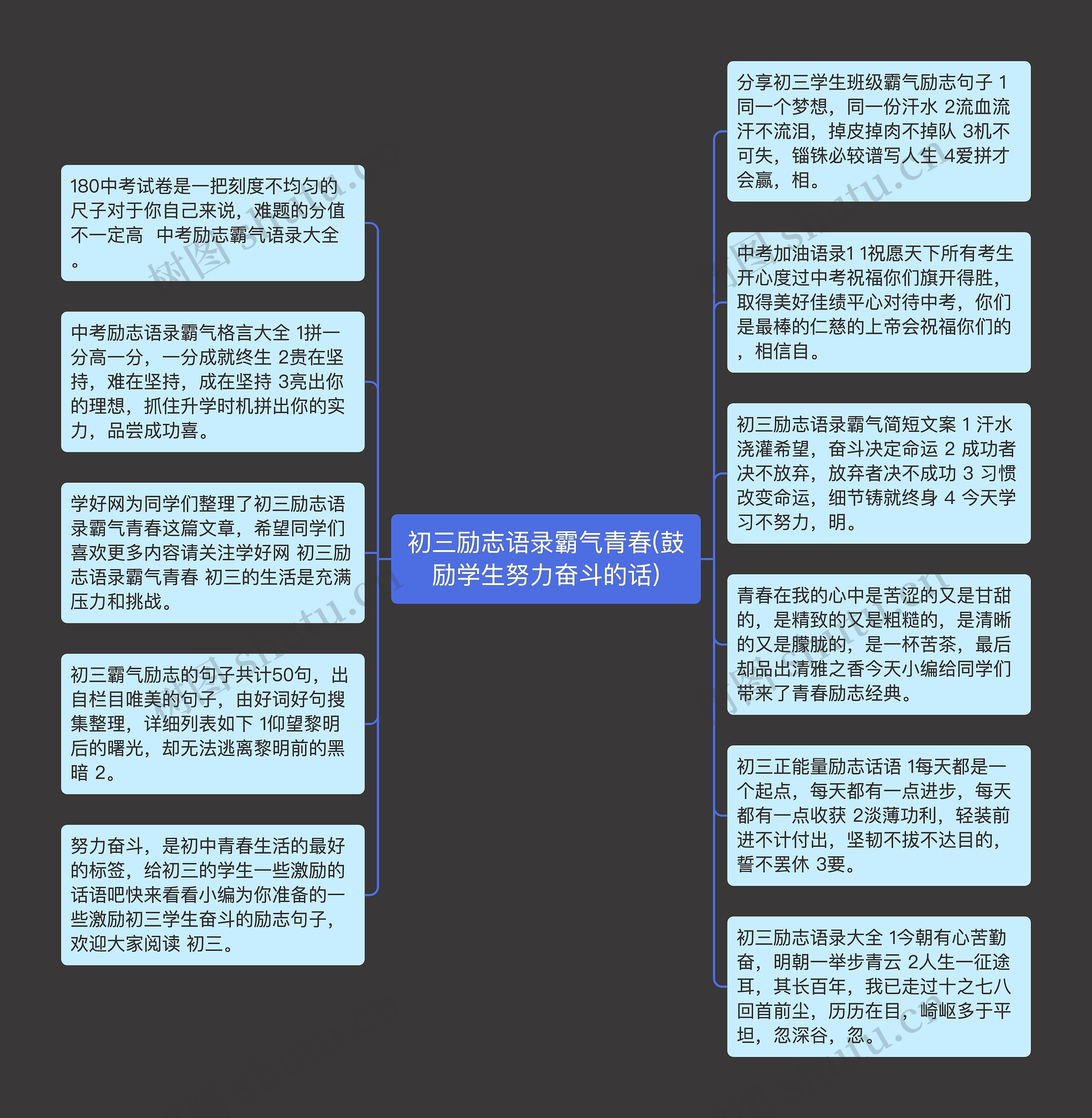 初三励志语录霸气青春(鼓励学生努力奋斗的话)思维导图