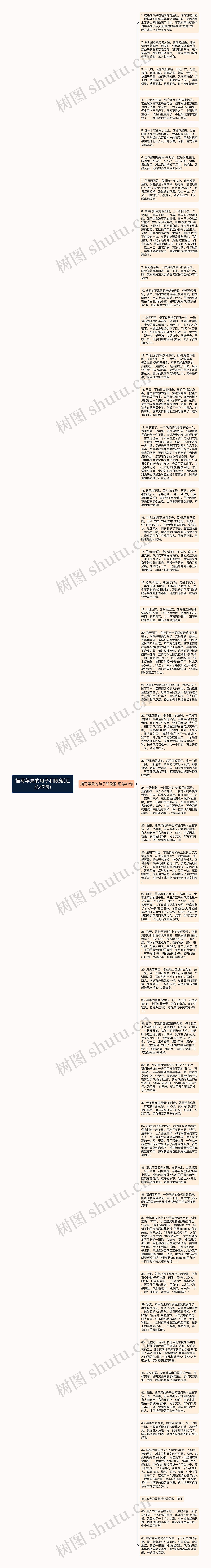 描写苹果的句子和段落(汇总47句)思维导图