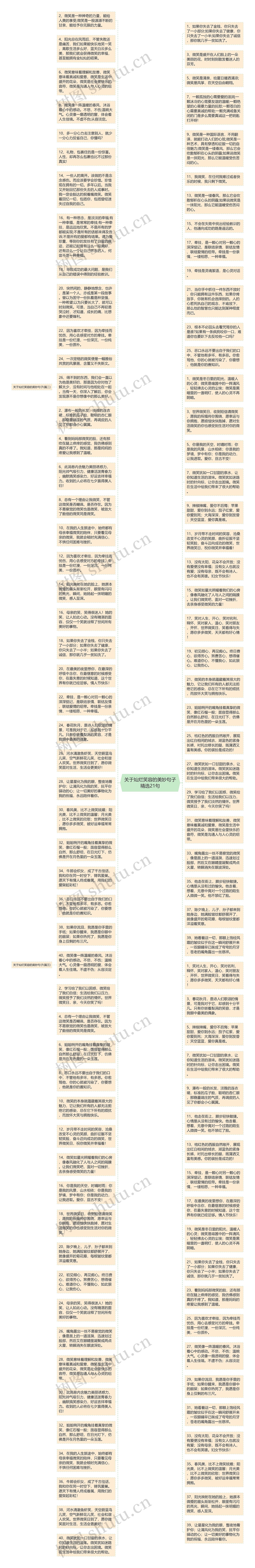 关于灿烂笑容的美妙句子精选21句思维导图