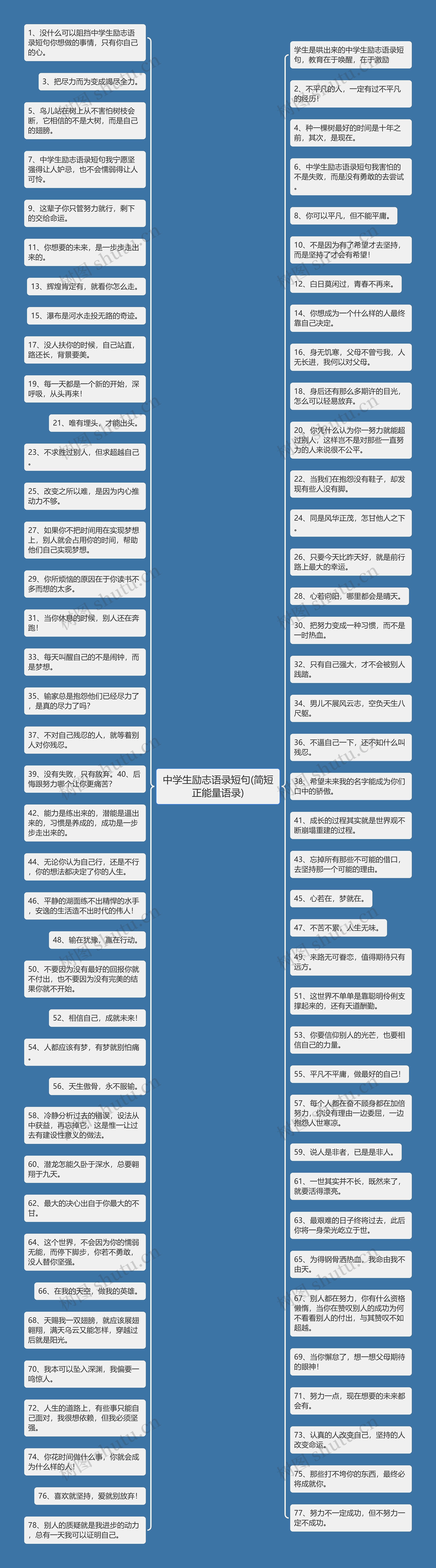 中学生励志语录短句(简短正能量语录)思维导图