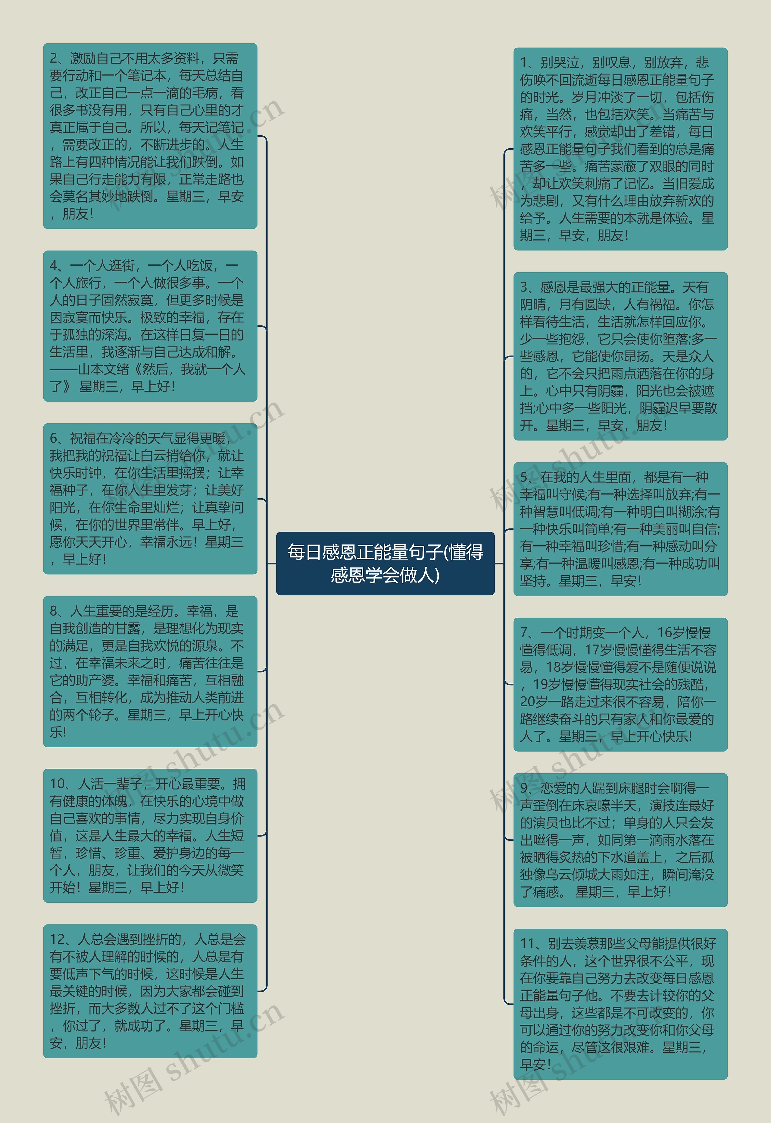 每日感恩正能量句子(懂得感恩学会做人)思维导图