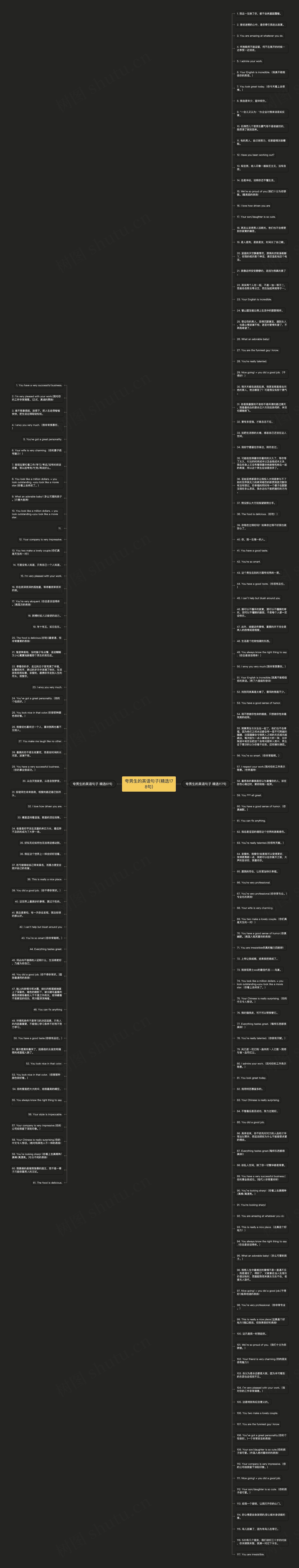 夸男生的英语句子(精选178句)思维导图