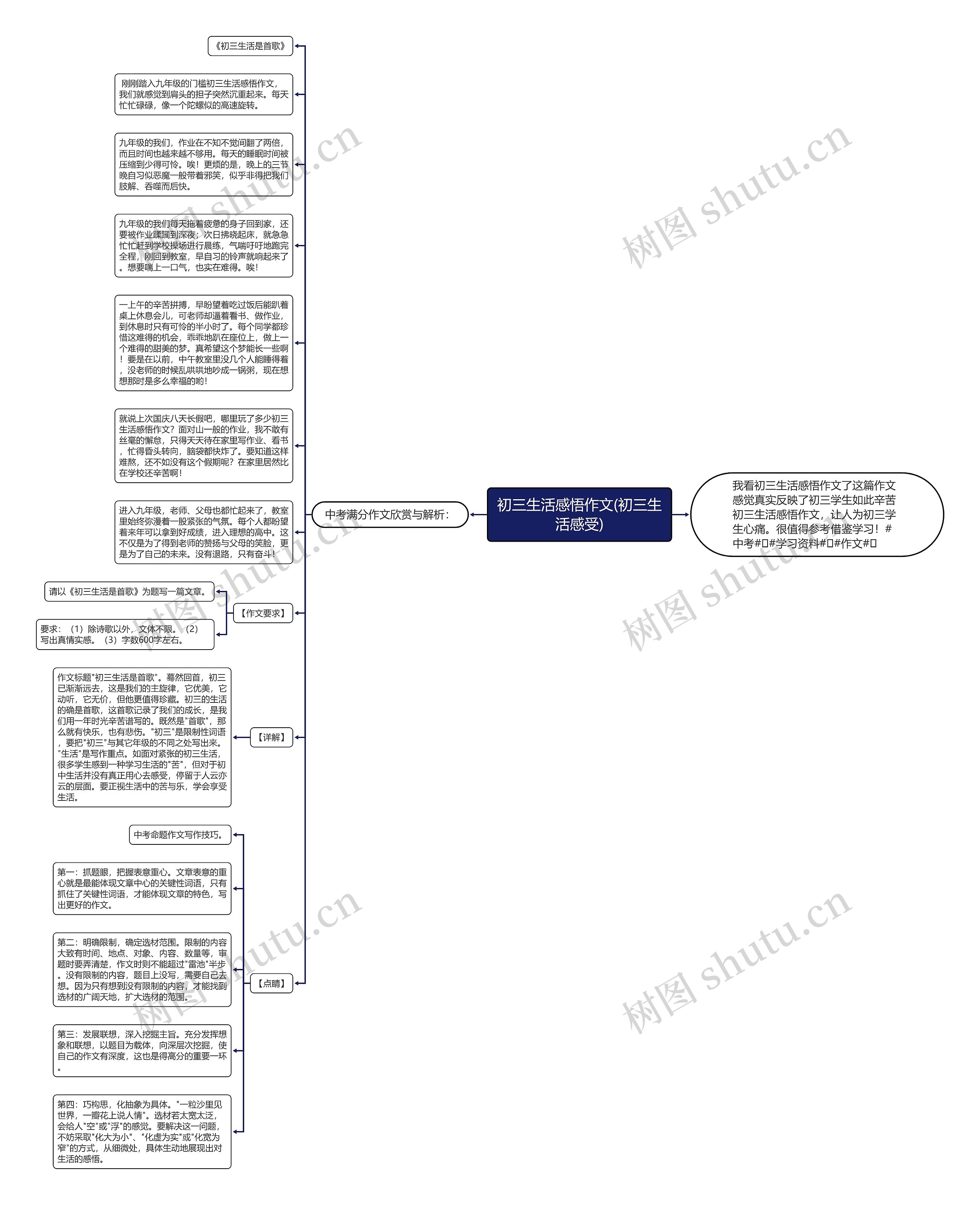 初三生活感悟作文(初三生活感受)思维导图