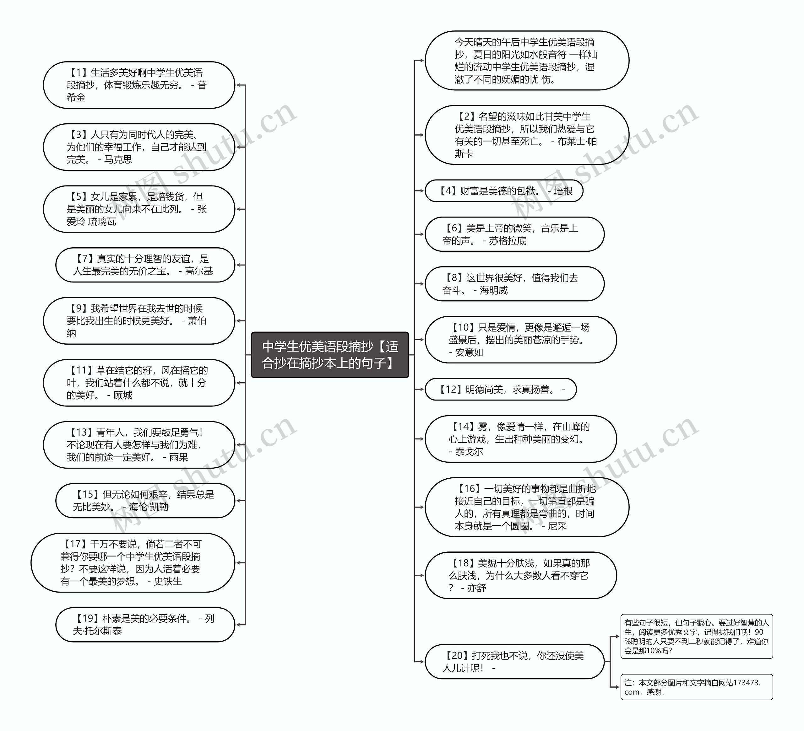 中学生优美语段摘抄【适合抄在摘抄本上的句子】思维导图