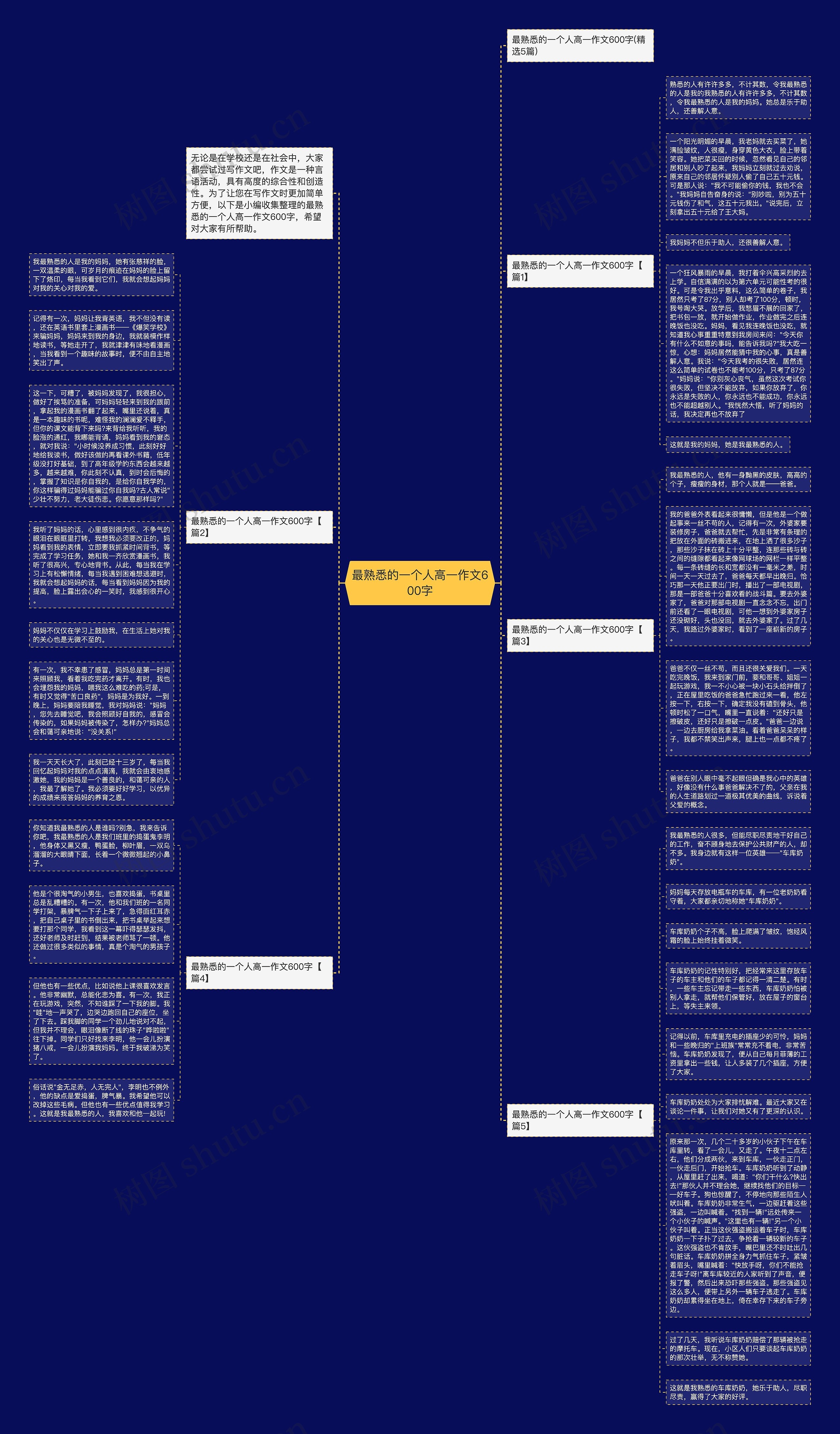 最熟悉的一个人高一作文600字思维导图