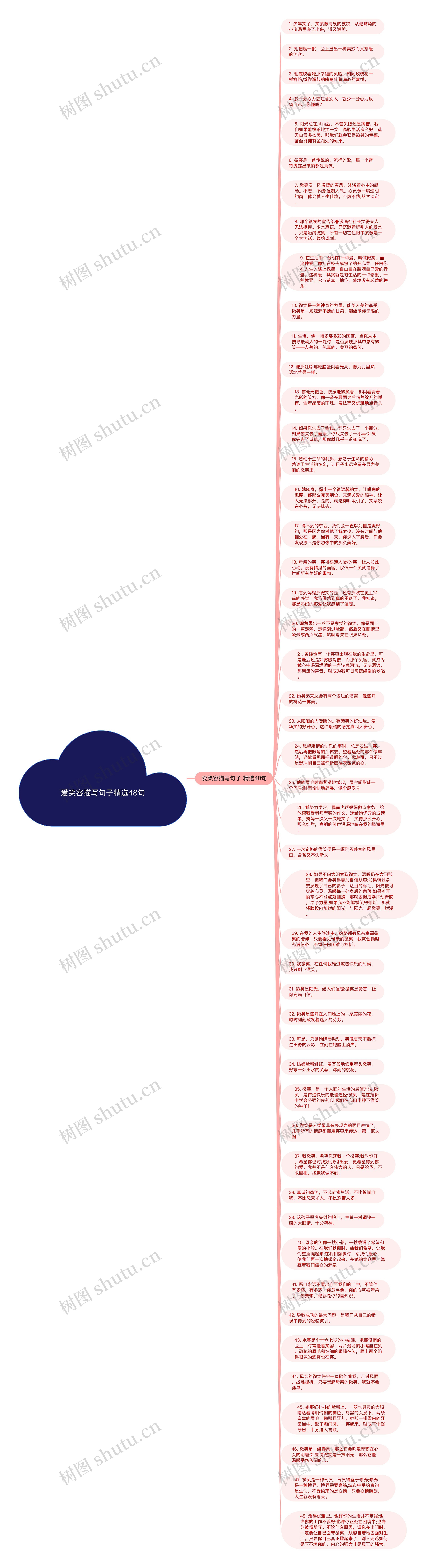 爱笑容描写句子精选48句思维导图