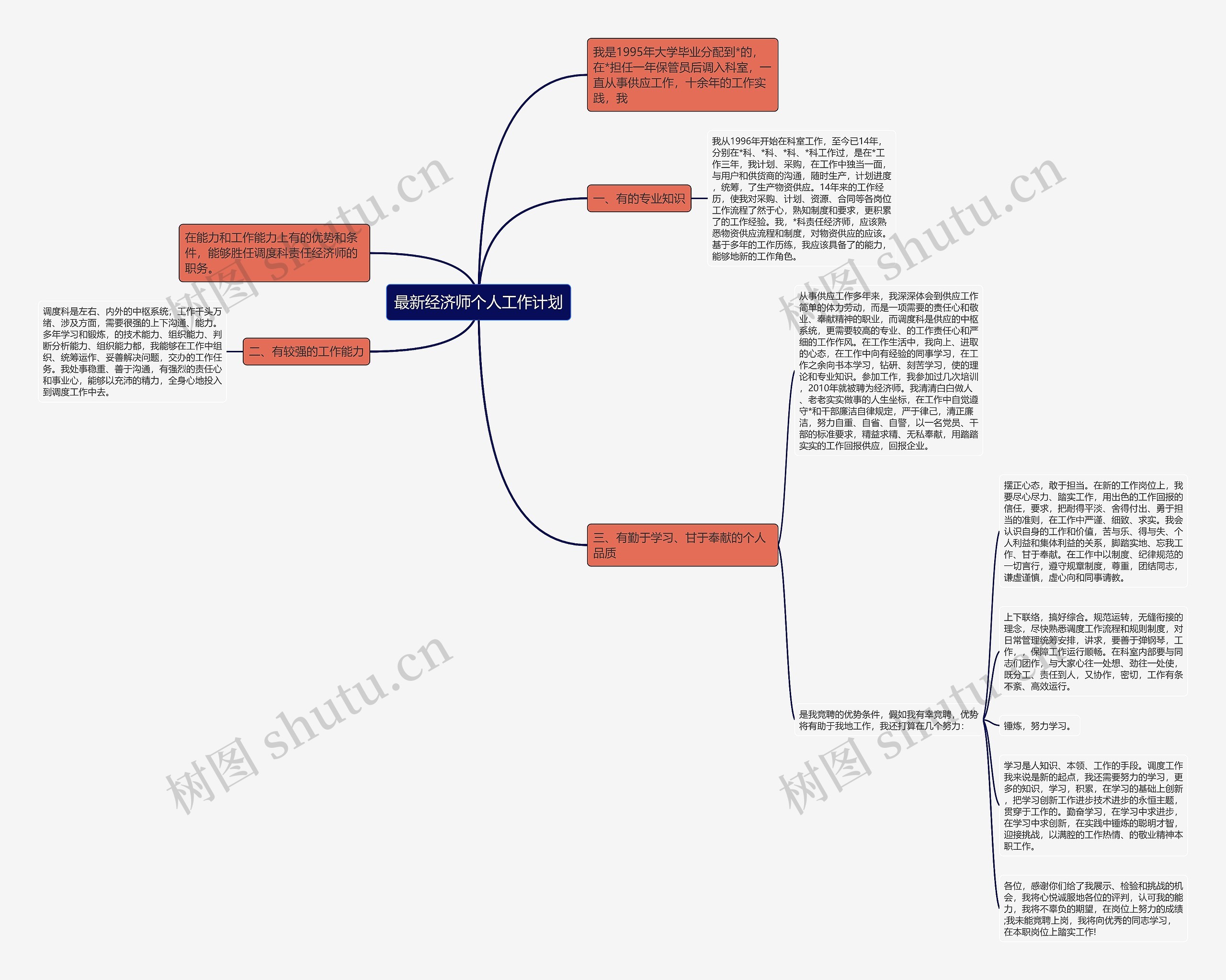 最新经济师个人工作计划思维导图