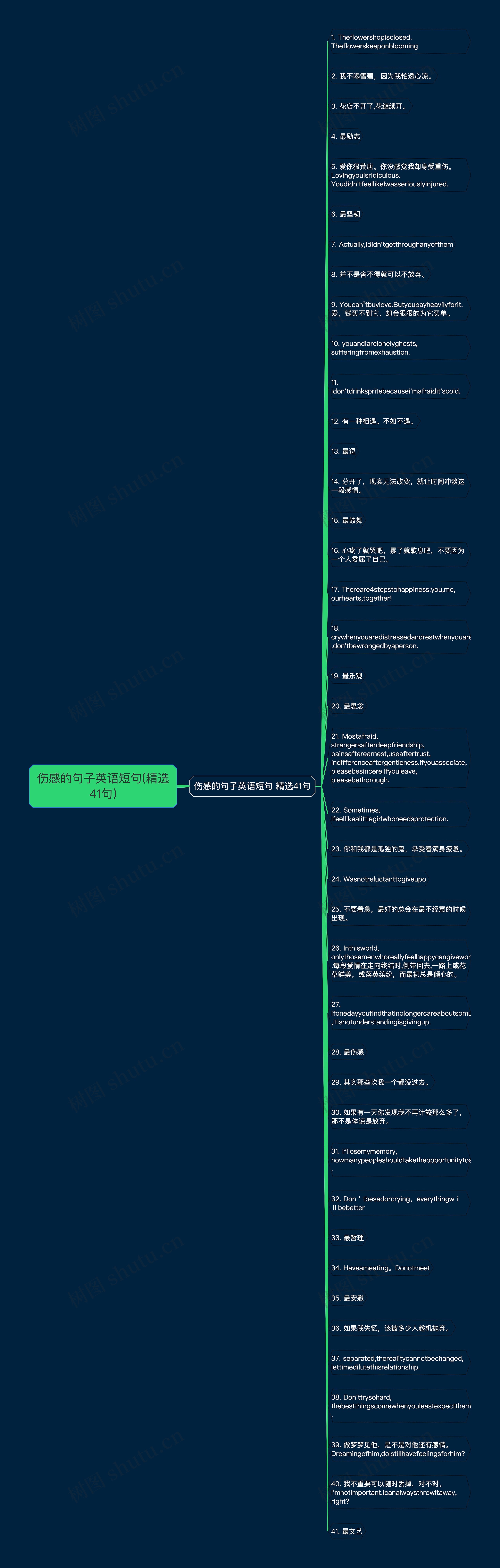 伤感的句子英语短句(精选41句)思维导图